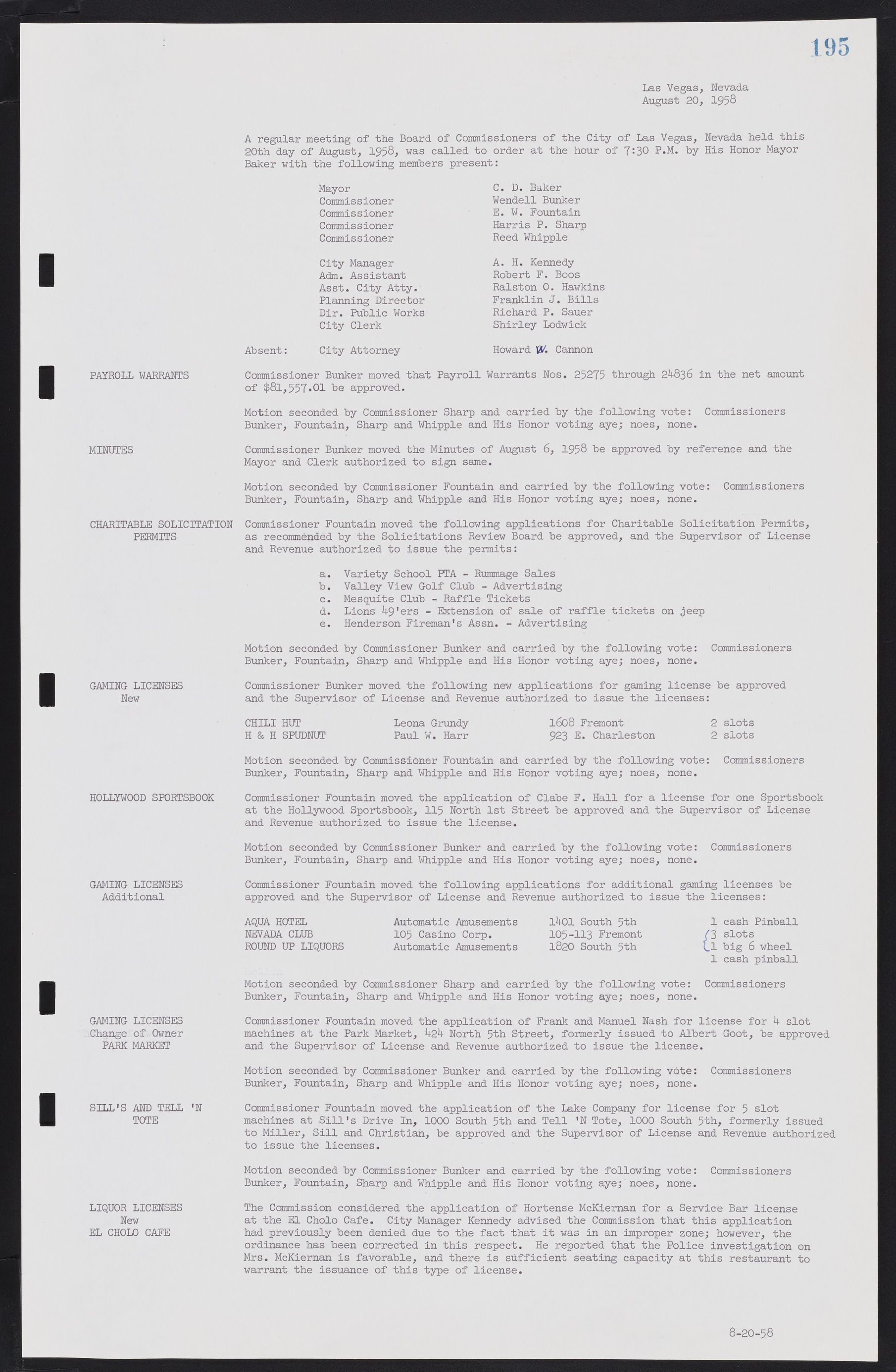 Las Vegas City Commission Minutes, November 20, 1957 to December 2, 1959, lvc000011-199