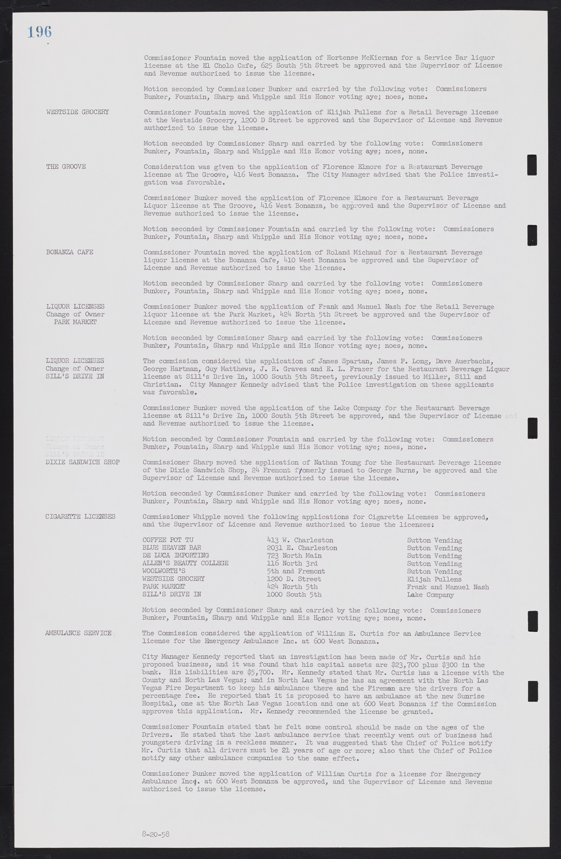 Las Vegas City Commission Minutes, November 20, 1957 to December 2, 1959, lvc000011-200