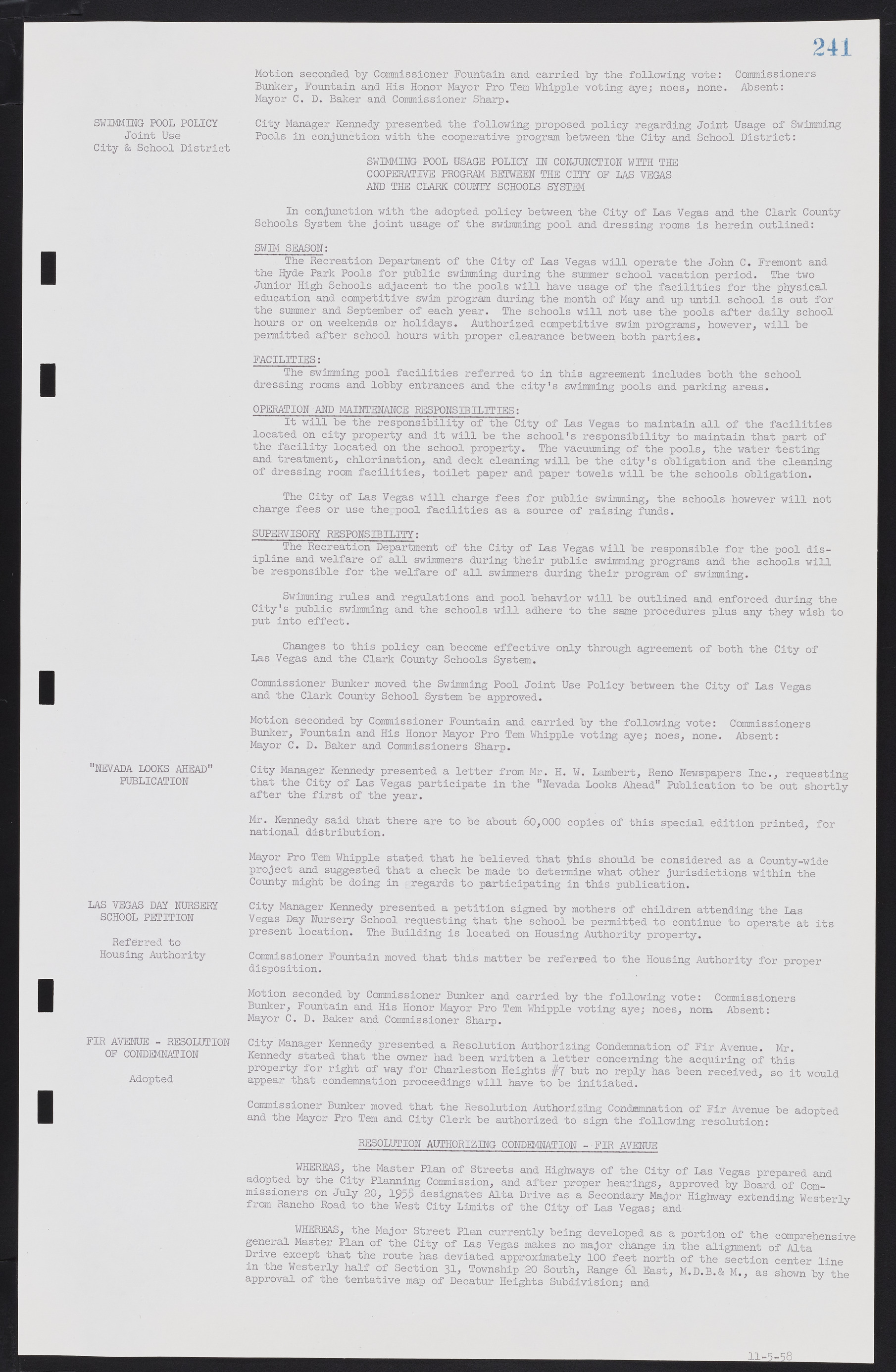 Las Vegas City Commission Minutes, November 20, 1957 to December 2, 1959, lvc000011-249