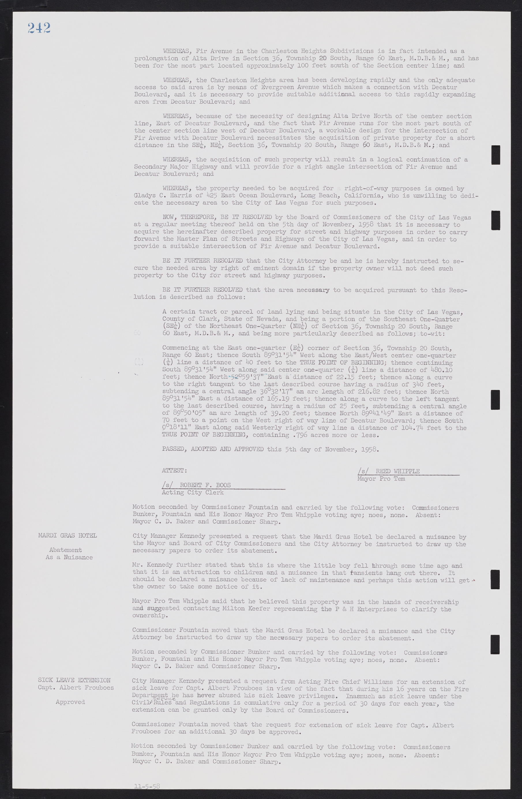 Las Vegas City Commission Minutes, November 20, 1957 to December 2, 1959, lvc000011-250