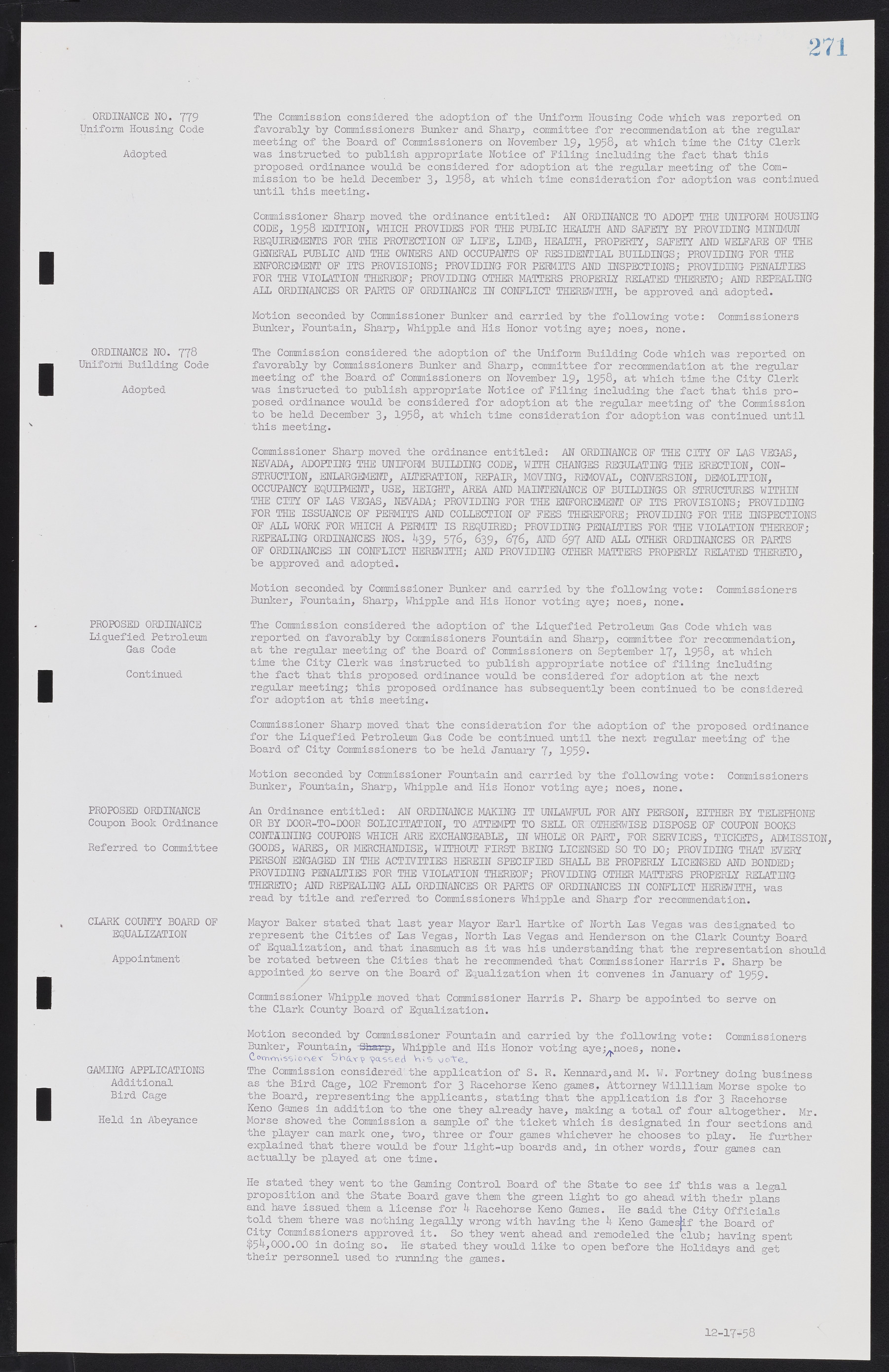 Las Vegas City Commission Minutes, November 20, 1957 to December 2, 1959, lvc000011-279