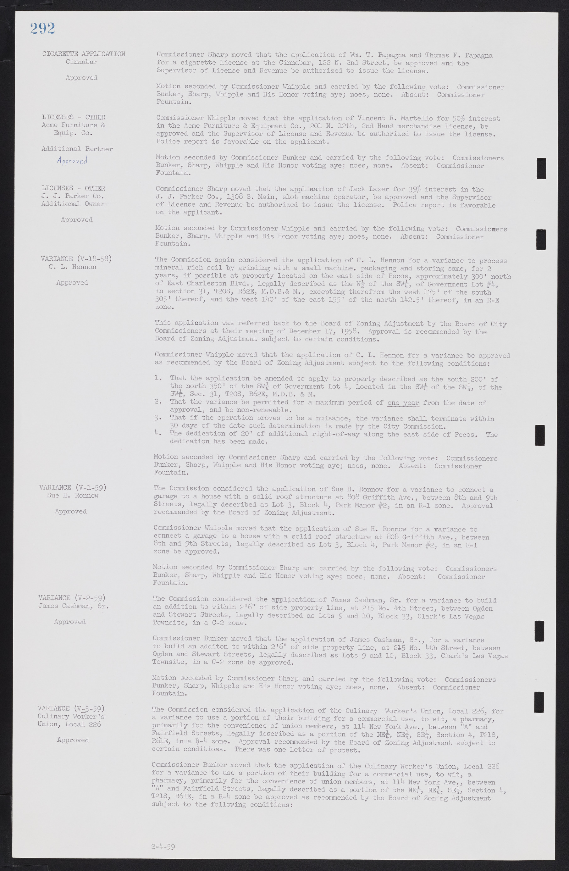 Las Vegas City Commission Minutes, November 20, 1957 to December 2, 1959, lvc000011-300