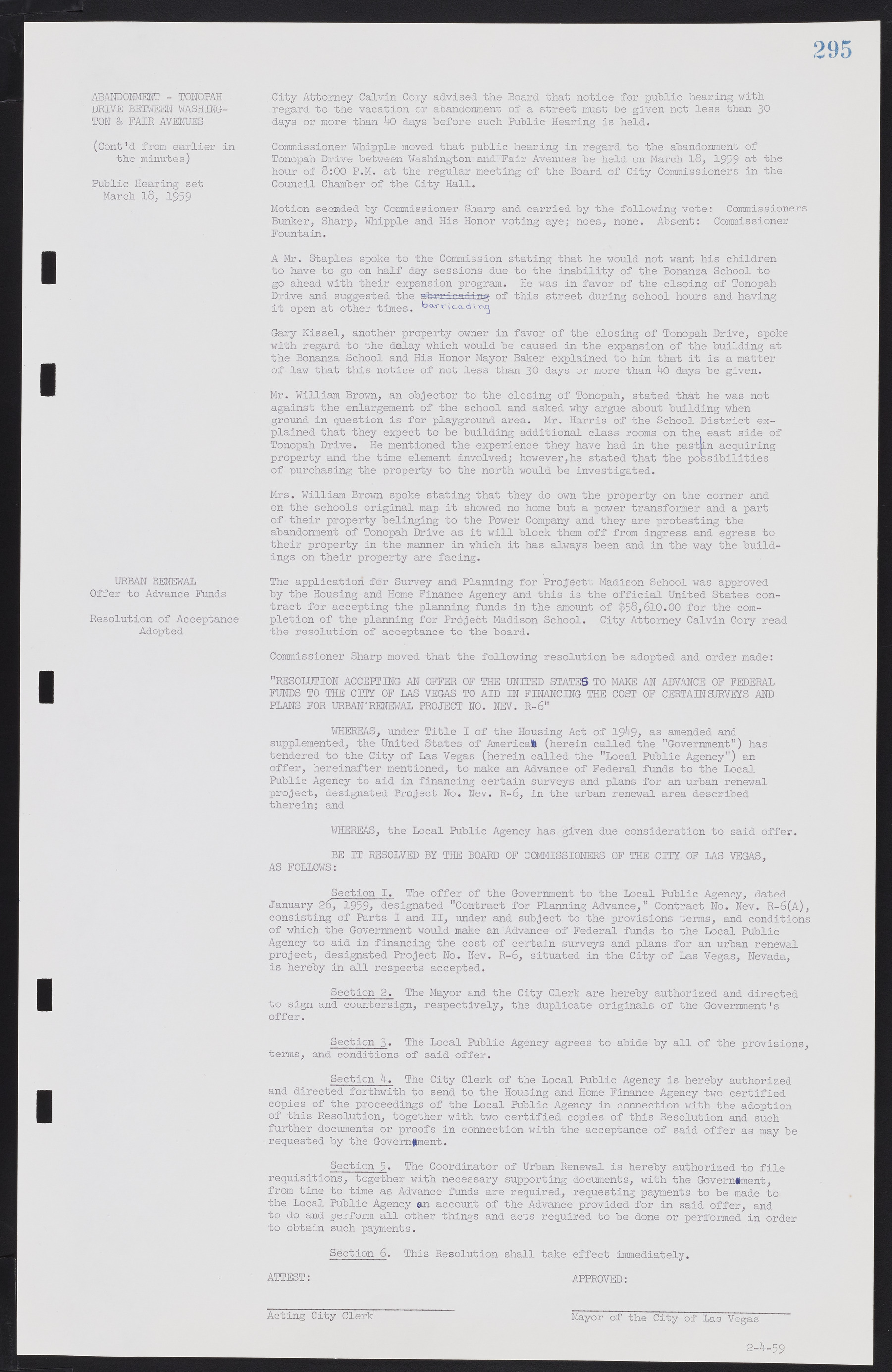 Las Vegas City Commission Minutes, November 20, 1957 to December 2, 1959, lvc000011-303