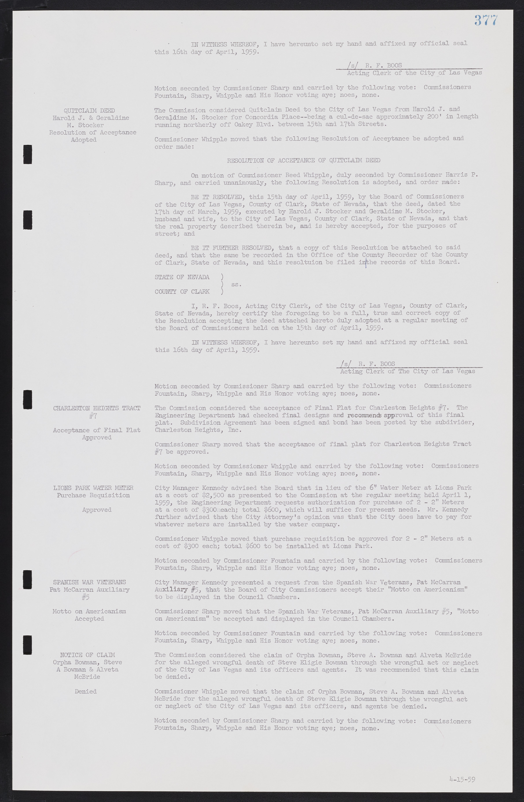 Las Vegas City Commission Minutes, November 20, 1957 to December 2, 1959, lvc000011-413