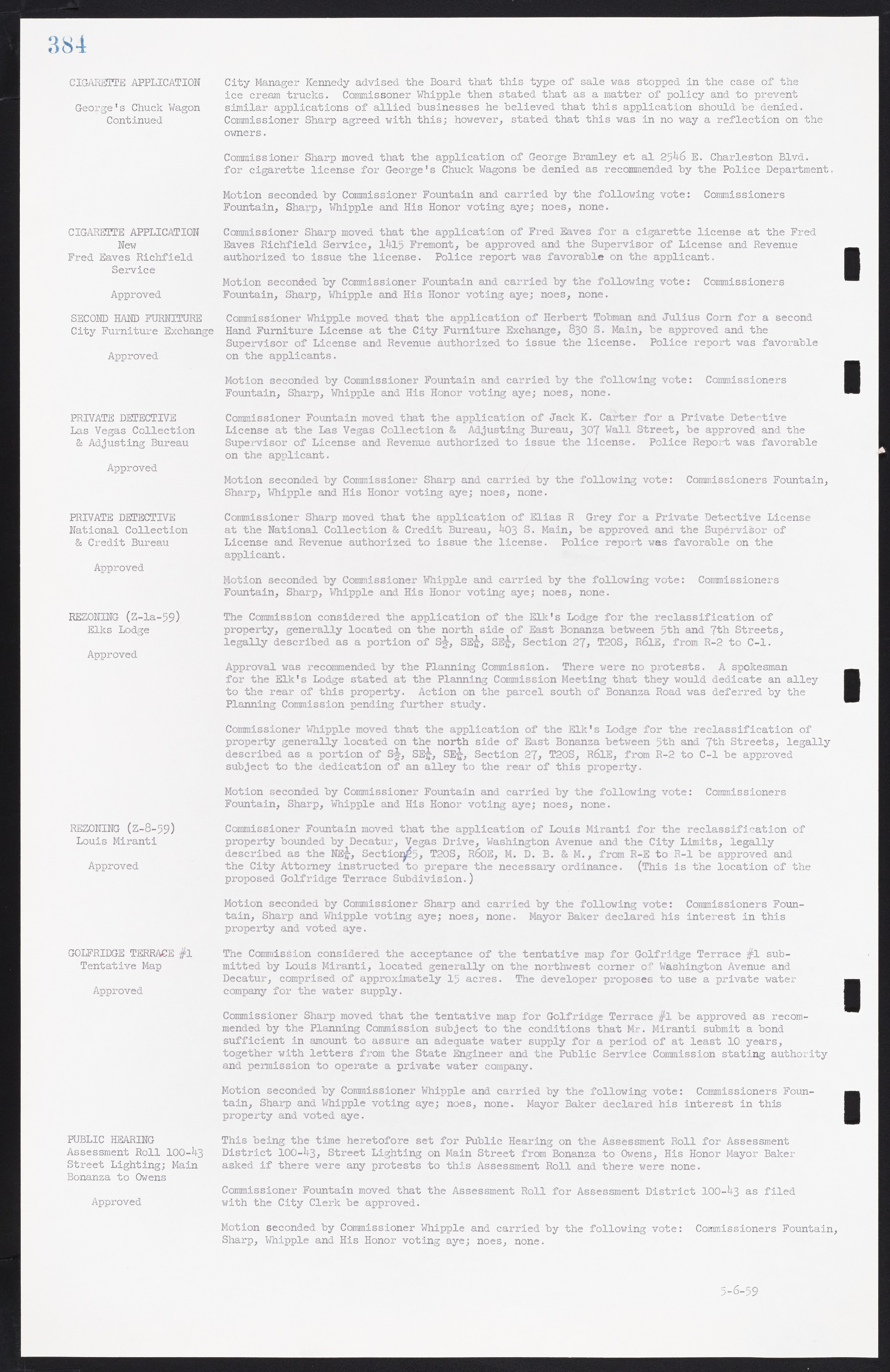 Las Vegas City Commission Minutes, November 20, 1957 to December 2, 1959, lvc000011-420