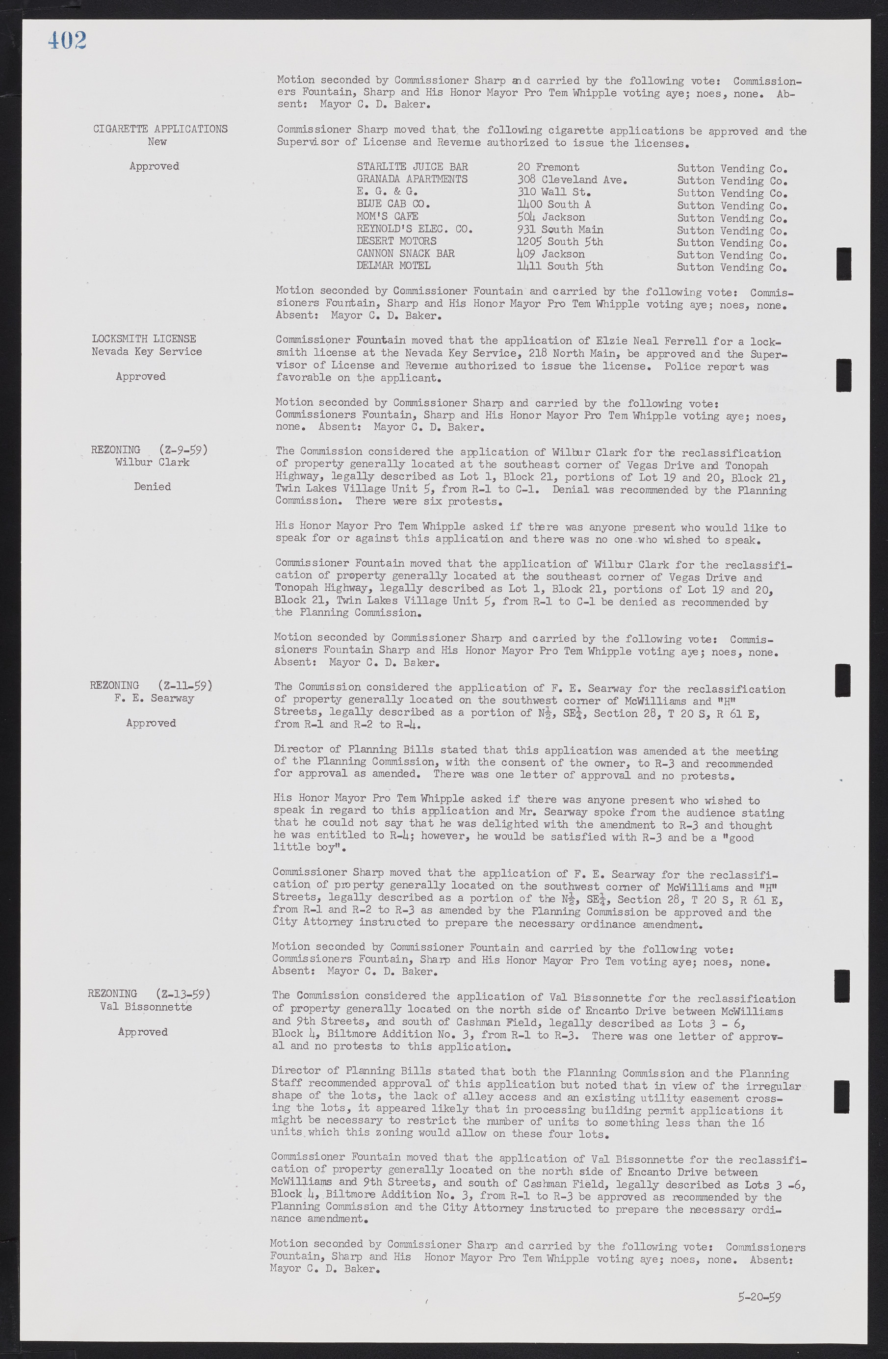 Las Vegas City Commission Minutes, November 20, 1957 to December 2, 1959, lvc000011-438