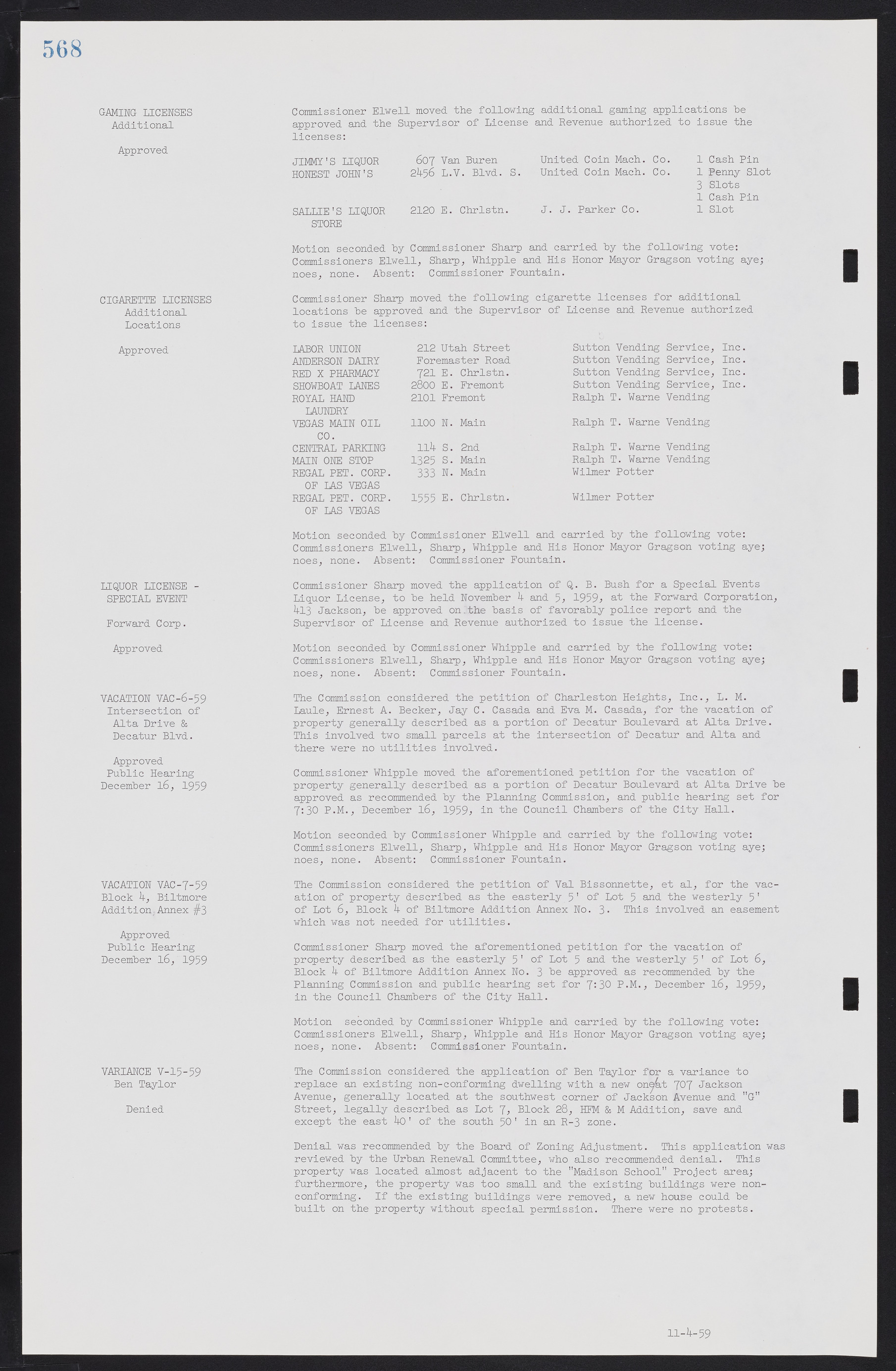 Las Vegas City Commission Minutes, November 20, 1957 to December 2, 1959, lvc000011-604