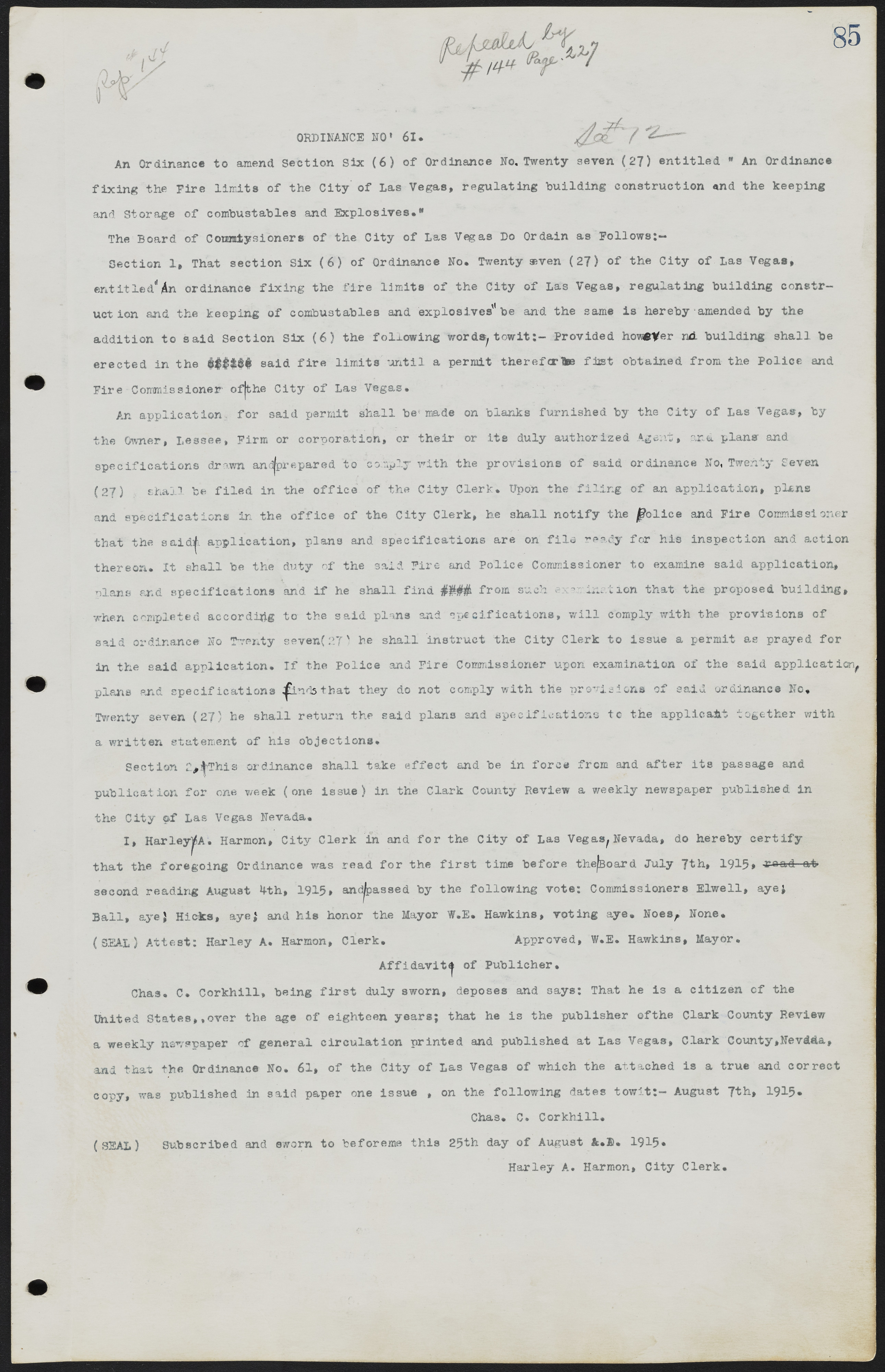 Las Vegas City Ordinances, July 18, 1911 to March 31, 1933, lvc000013-89