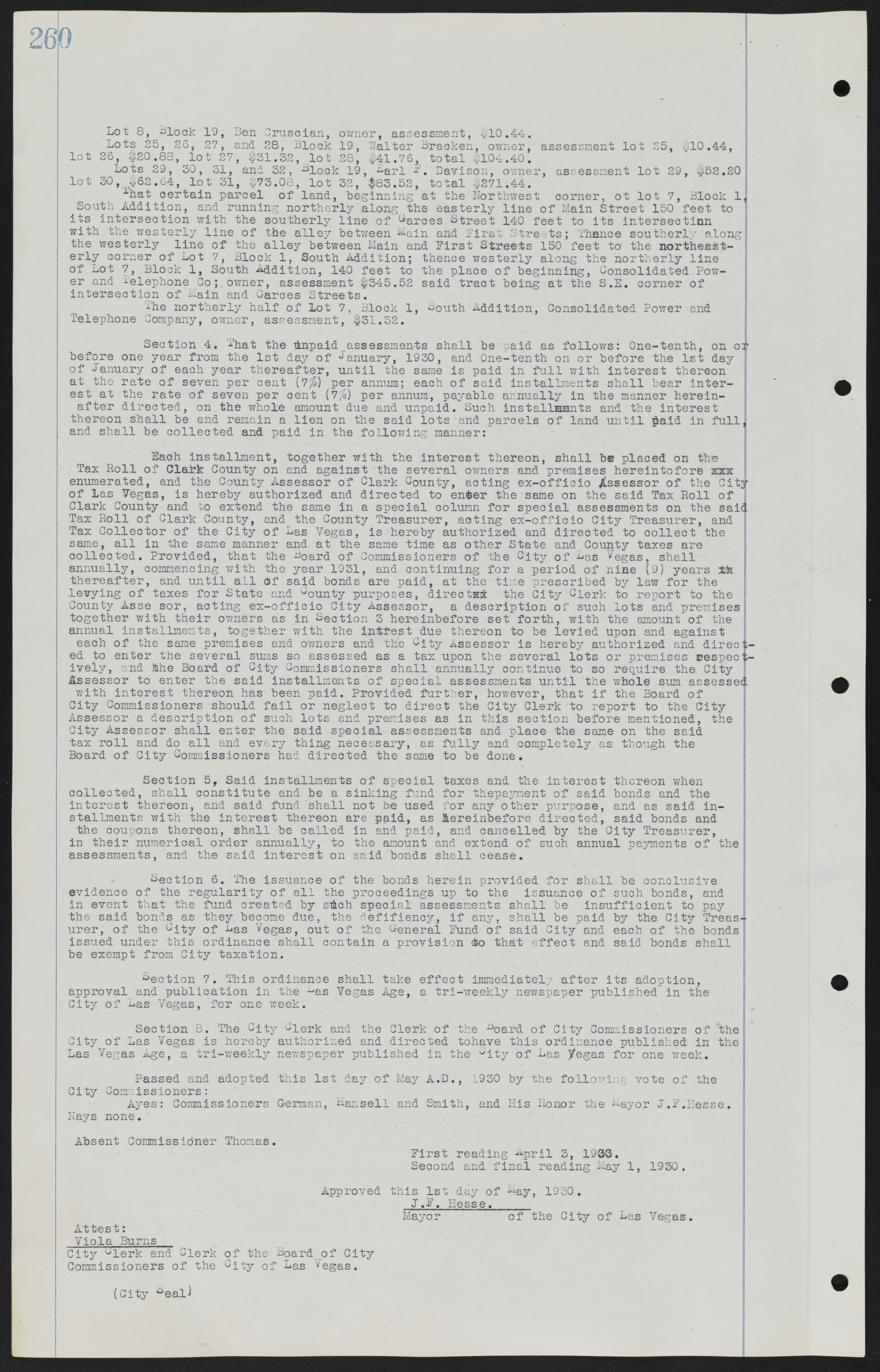 Las Vegas City Ordinances, July 18, 1911 to March 31, 1933, lvc000013-264