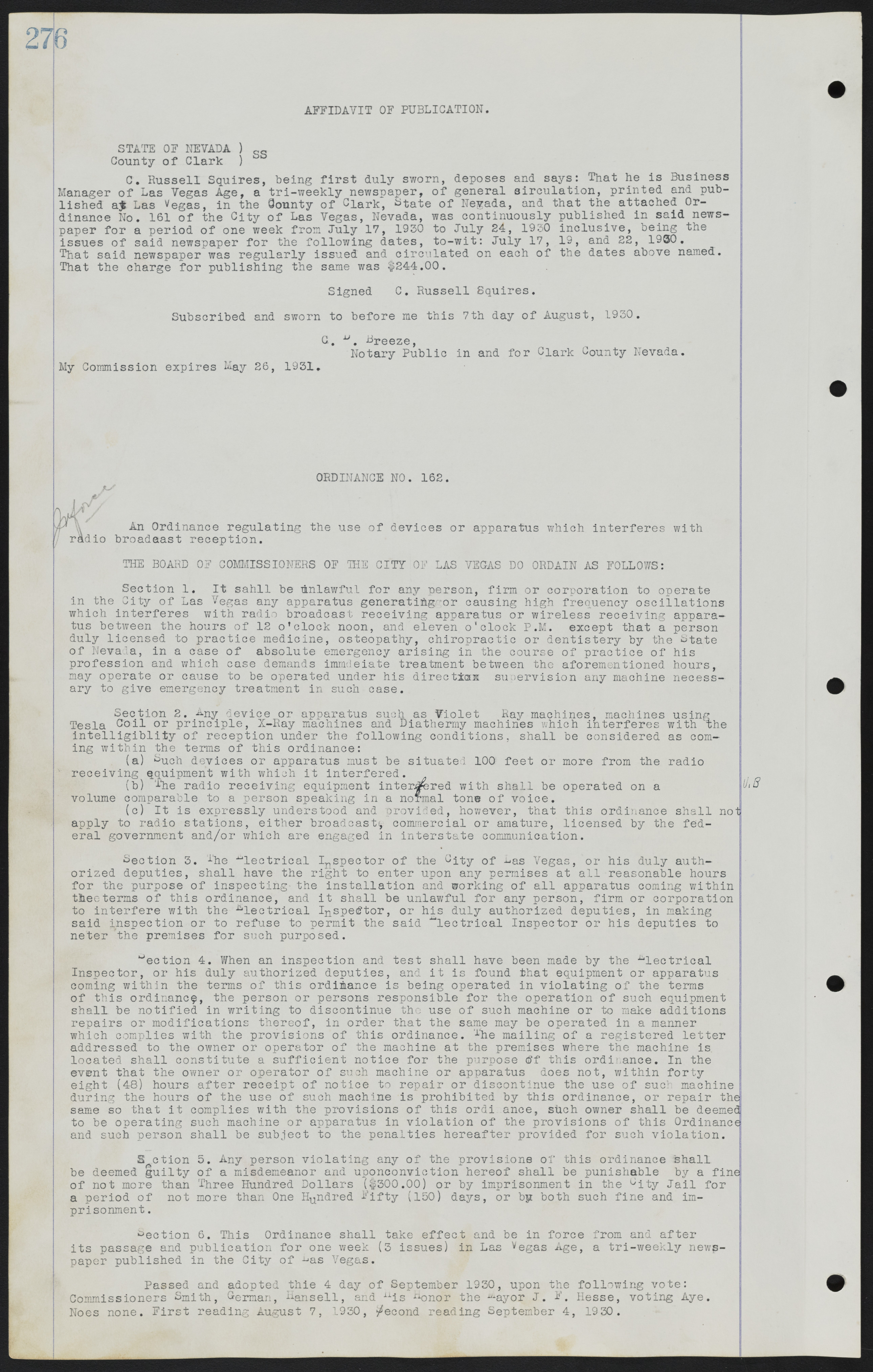Las Vegas City Ordinances, July 18, 1911 to March 31, 1933, lvc000013-280