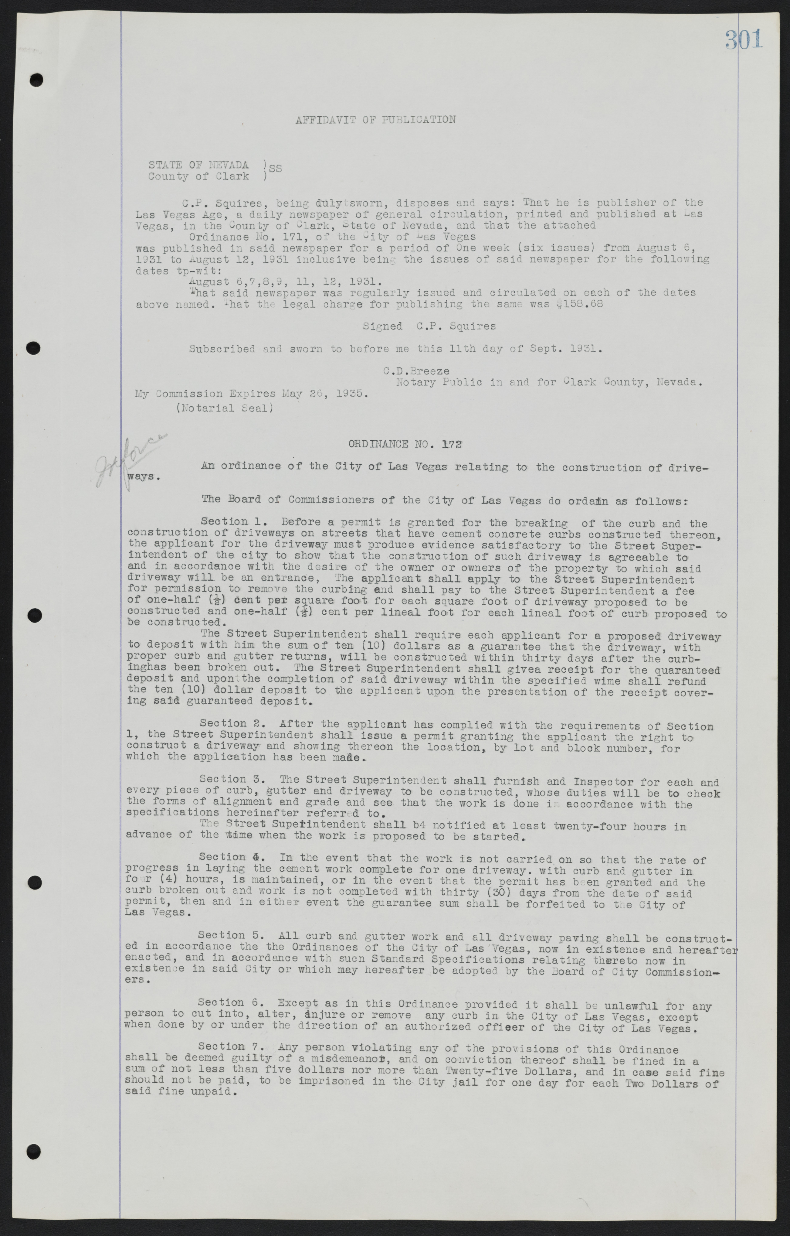 Las Vegas City Ordinances, July 18, 1911 to March 31, 1933, lvc000013-305