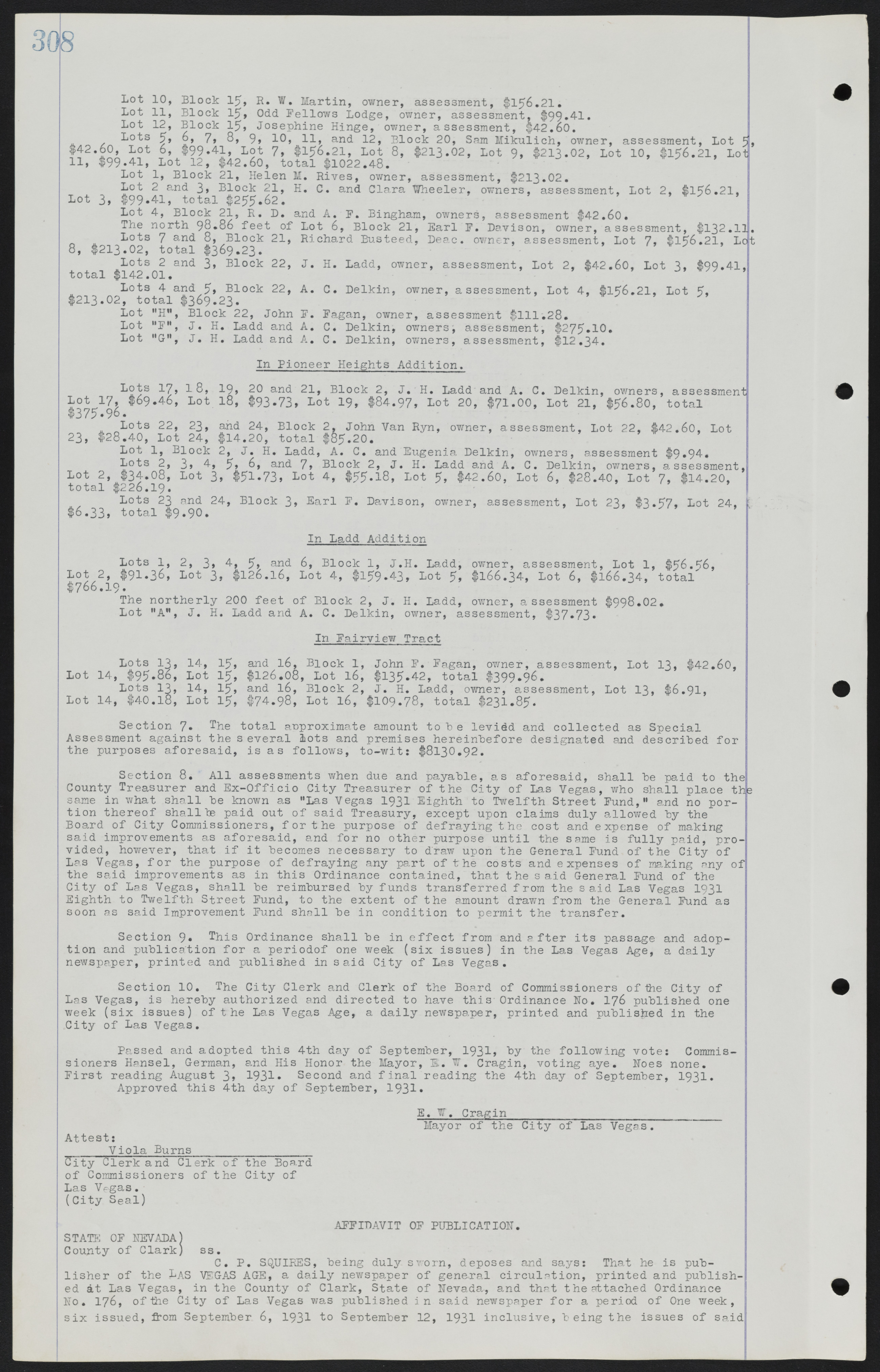 Las Vegas City Ordinances, July 18, 1911 to March 31, 1933, lvc000013-312