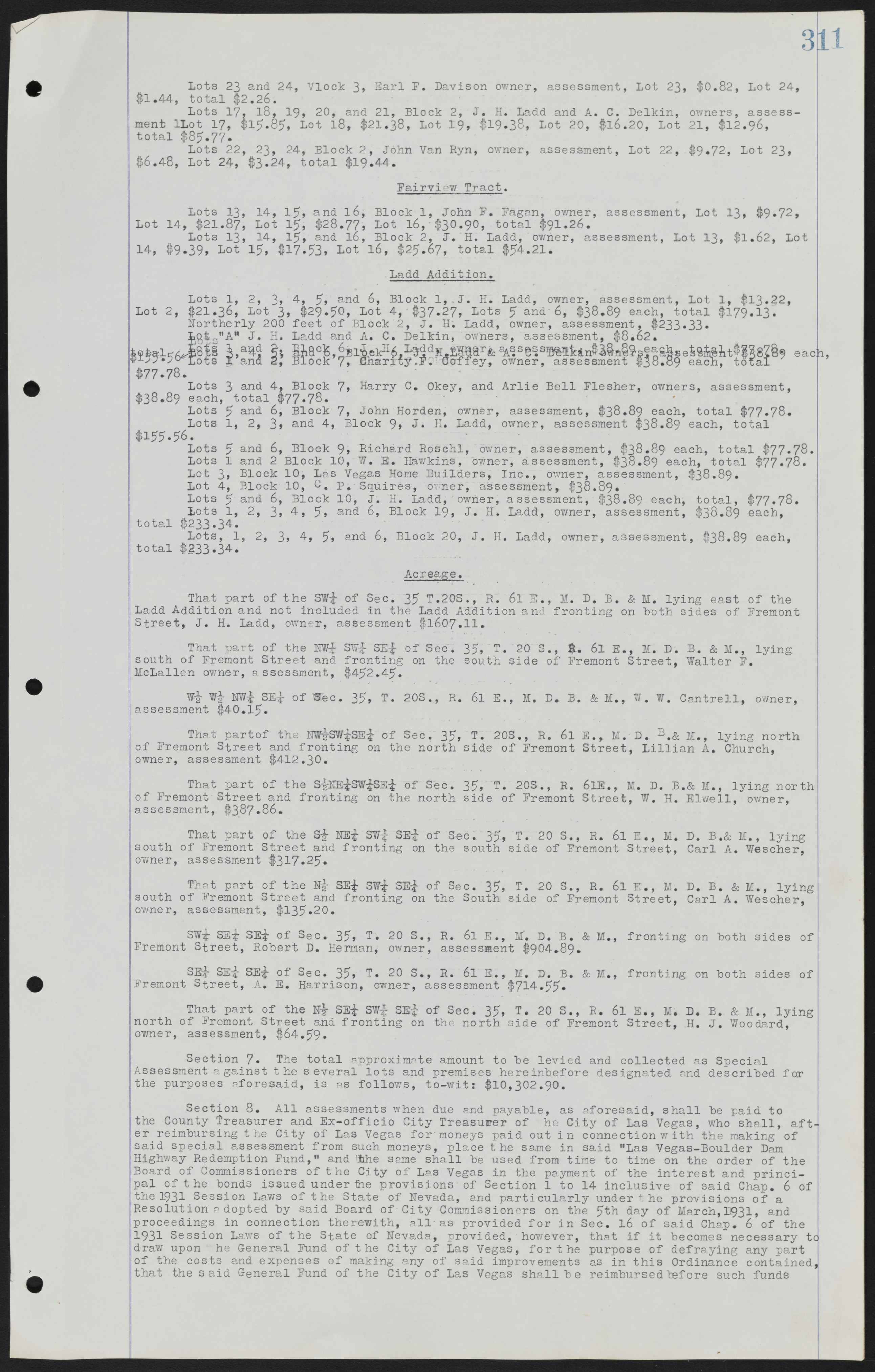 Las Vegas City Ordinances, July 18, 1911 to March 31, 1933, lvc000013-315
