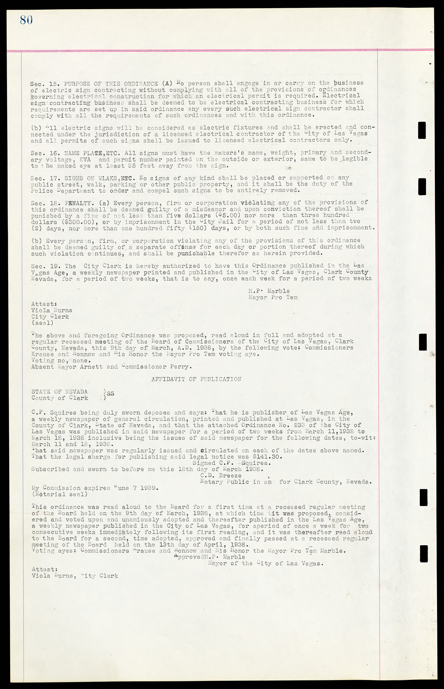 Las Vegas City Ordinances, March 31, 1933 to October 25, 1950, lvc000014-98