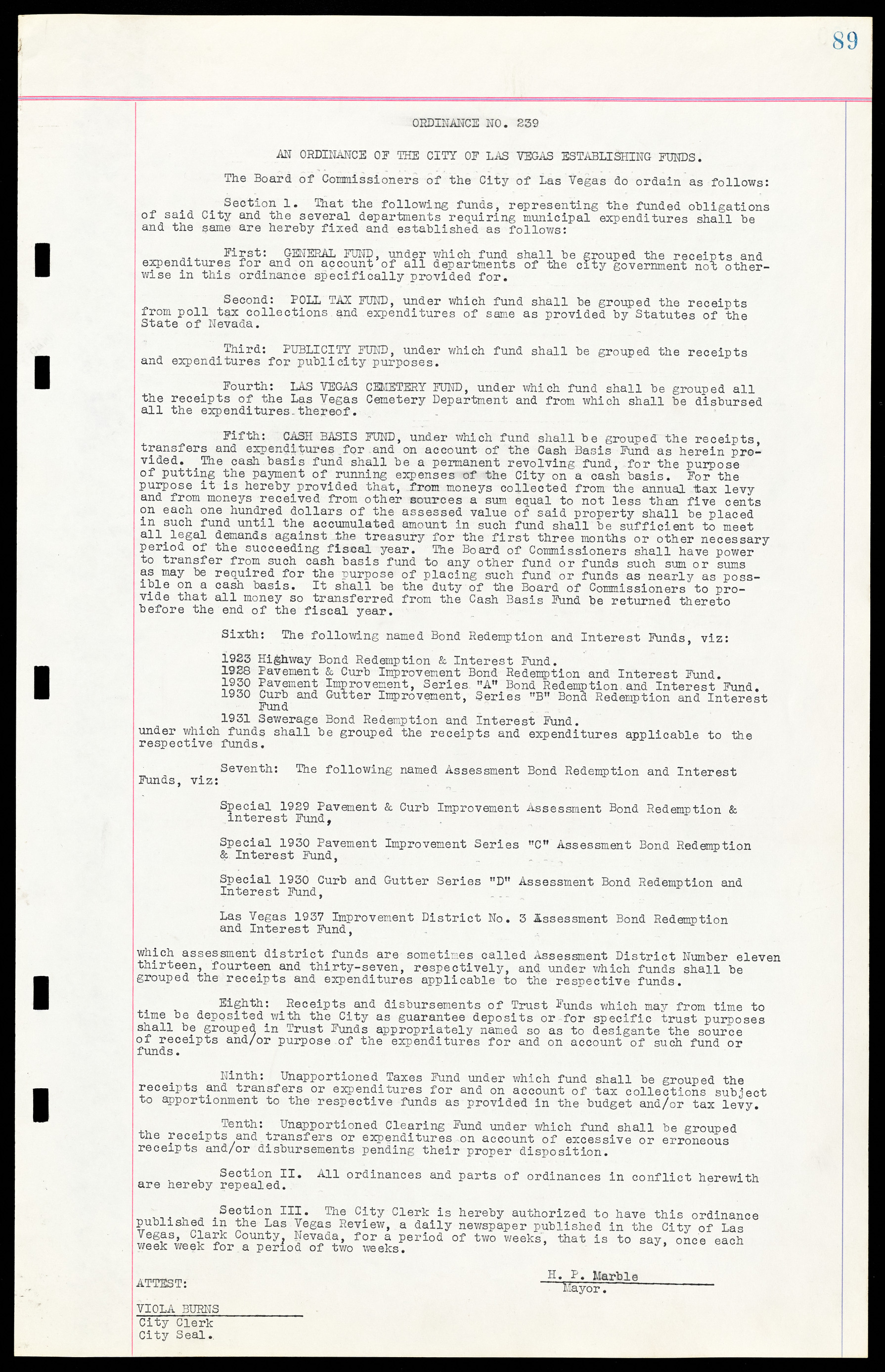Las Vegas City Ordinances, March 31, 1933 to October 25, 1950, lvc000014-107