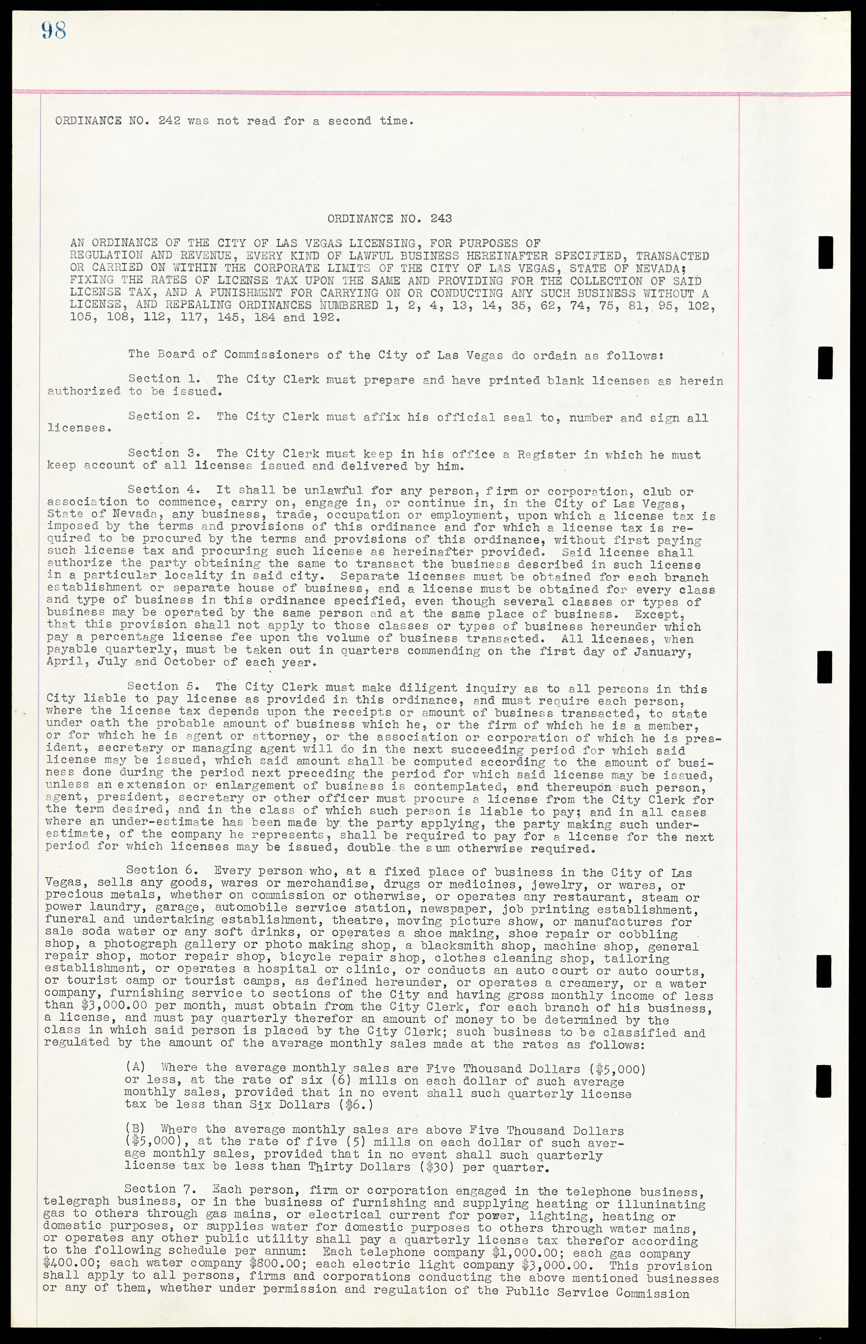 Las Vegas City Ordinances, March 31, 1933 to October 25, 1950, lvc000014-116