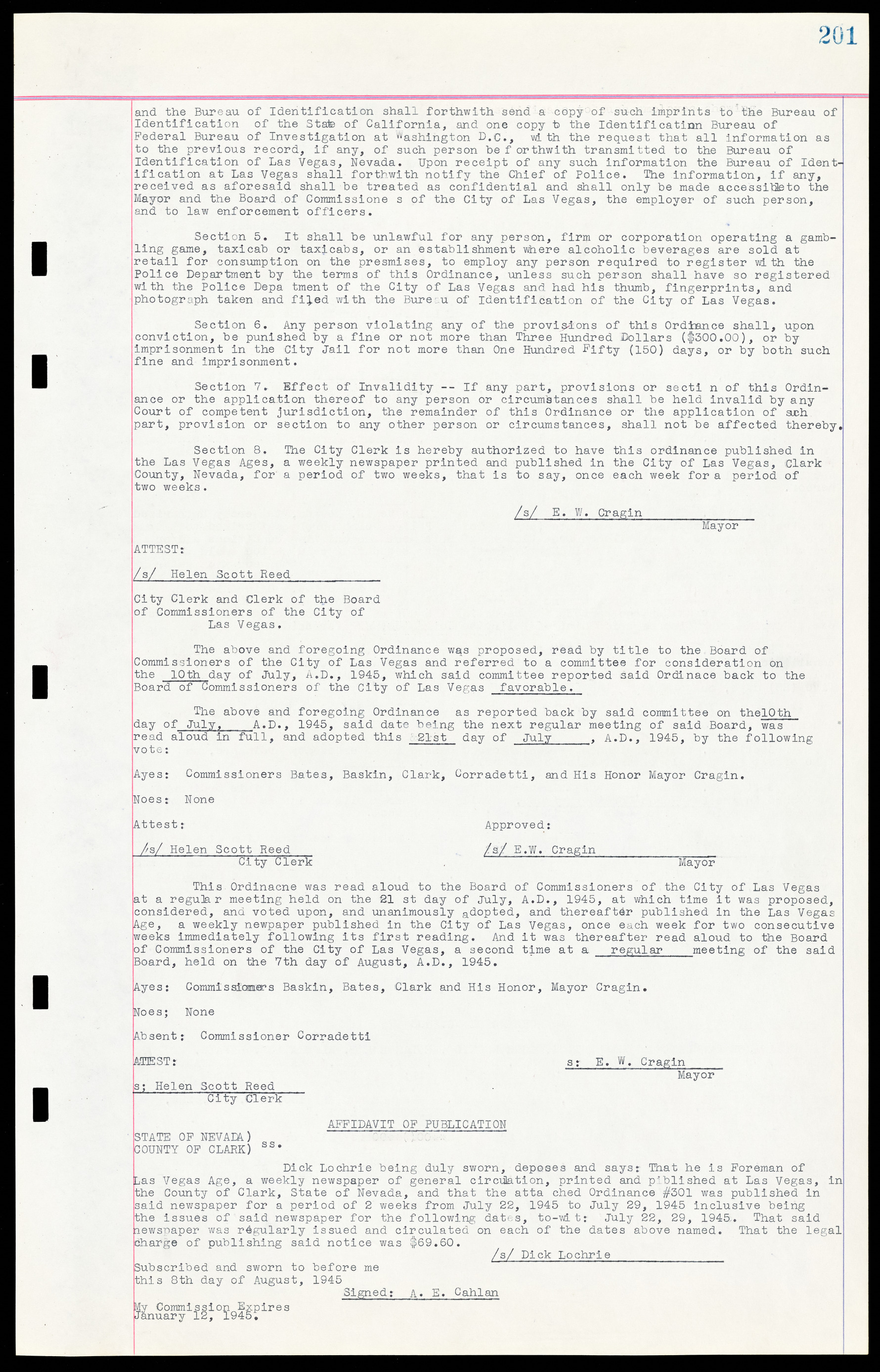 Las Vegas City Ordinances, March 31, 1933 to October 25, 1950, lvc000014-230
