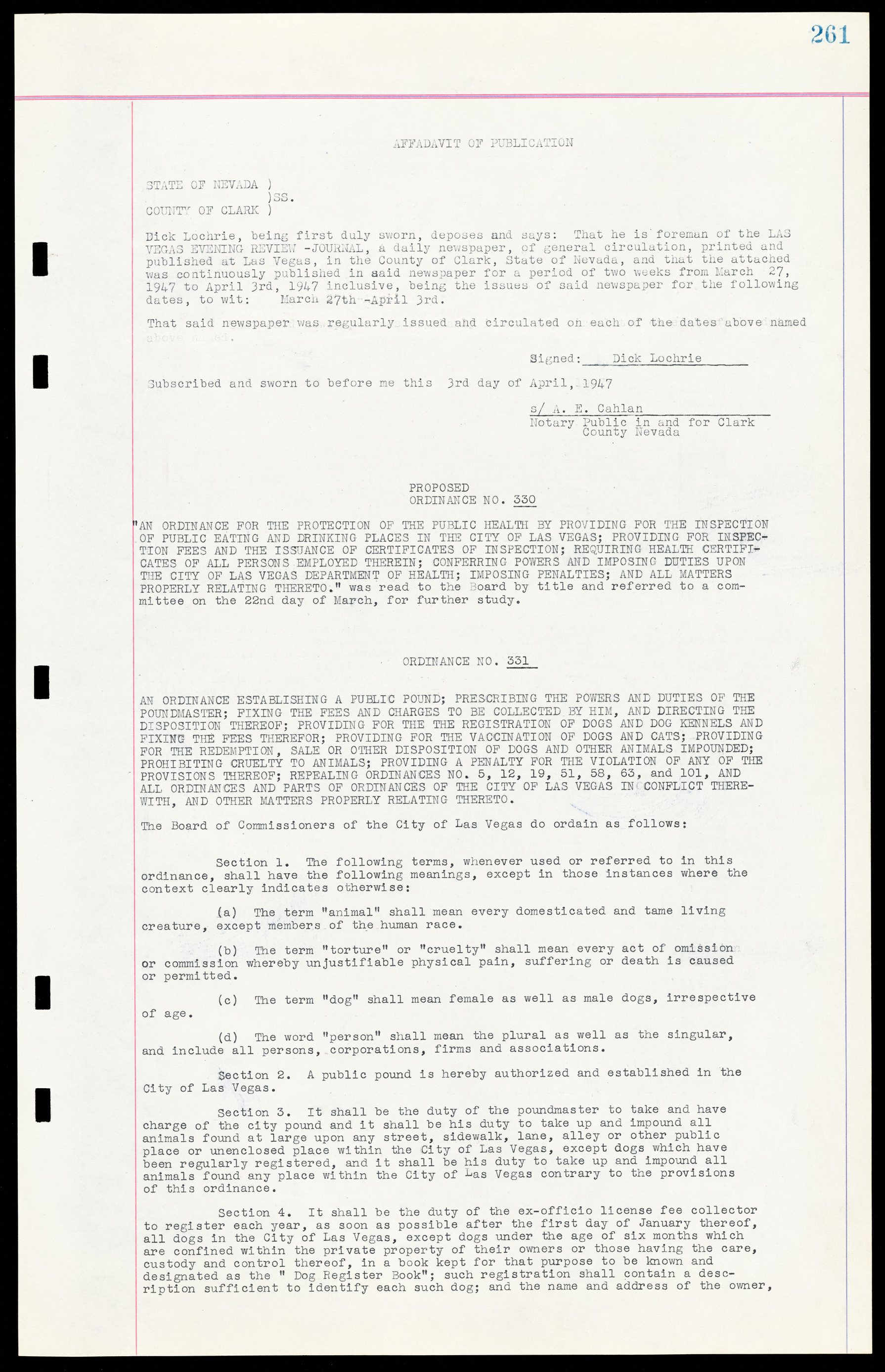 Las Vegas City Ordinances, March 31, 1933 to October 25, 1950, lvc000014-290