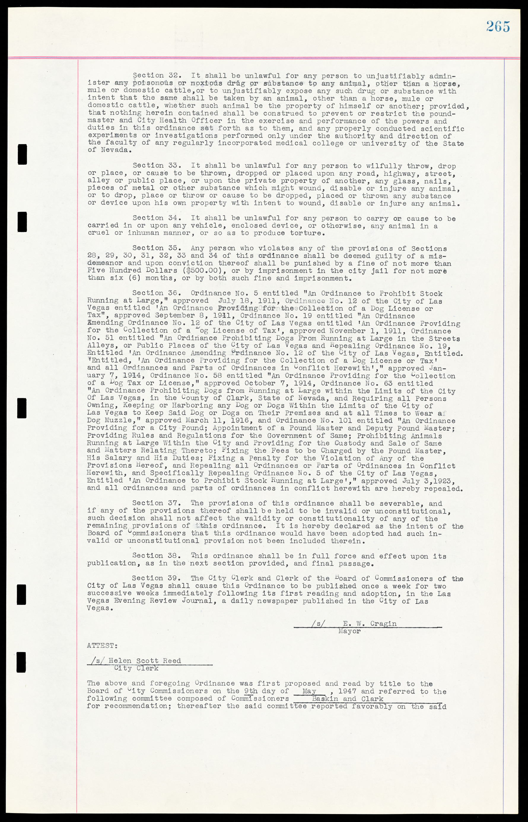 Las Vegas City Ordinances, March 31, 1933 to October 25, 1950, lvc000014-294