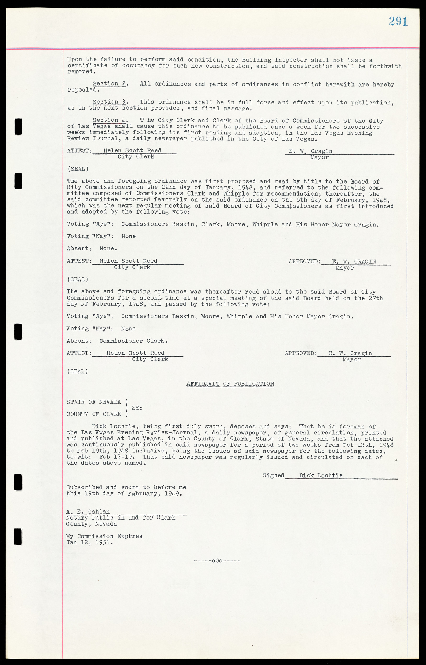 Las Vegas City Ordinances, March 31, 1933 to October 25, 1950, lvc000014-320