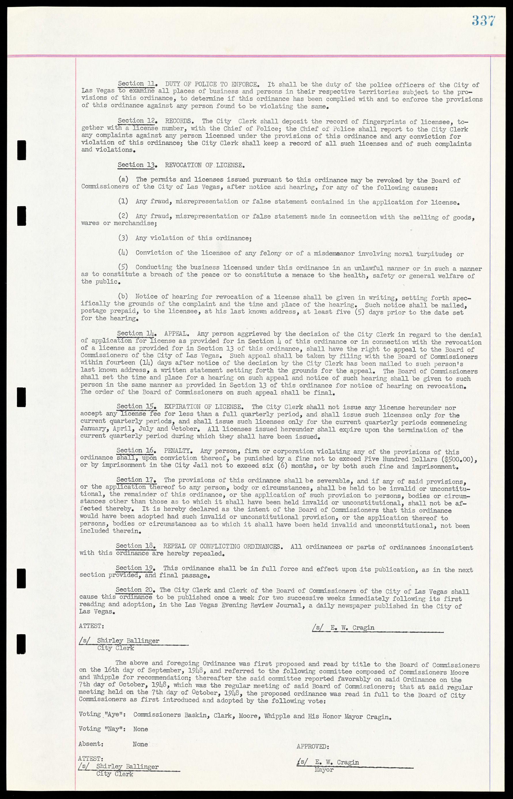 Las Vegas City Ordinances, March 31, 1933 to October 25, 1950, lvc000014-366