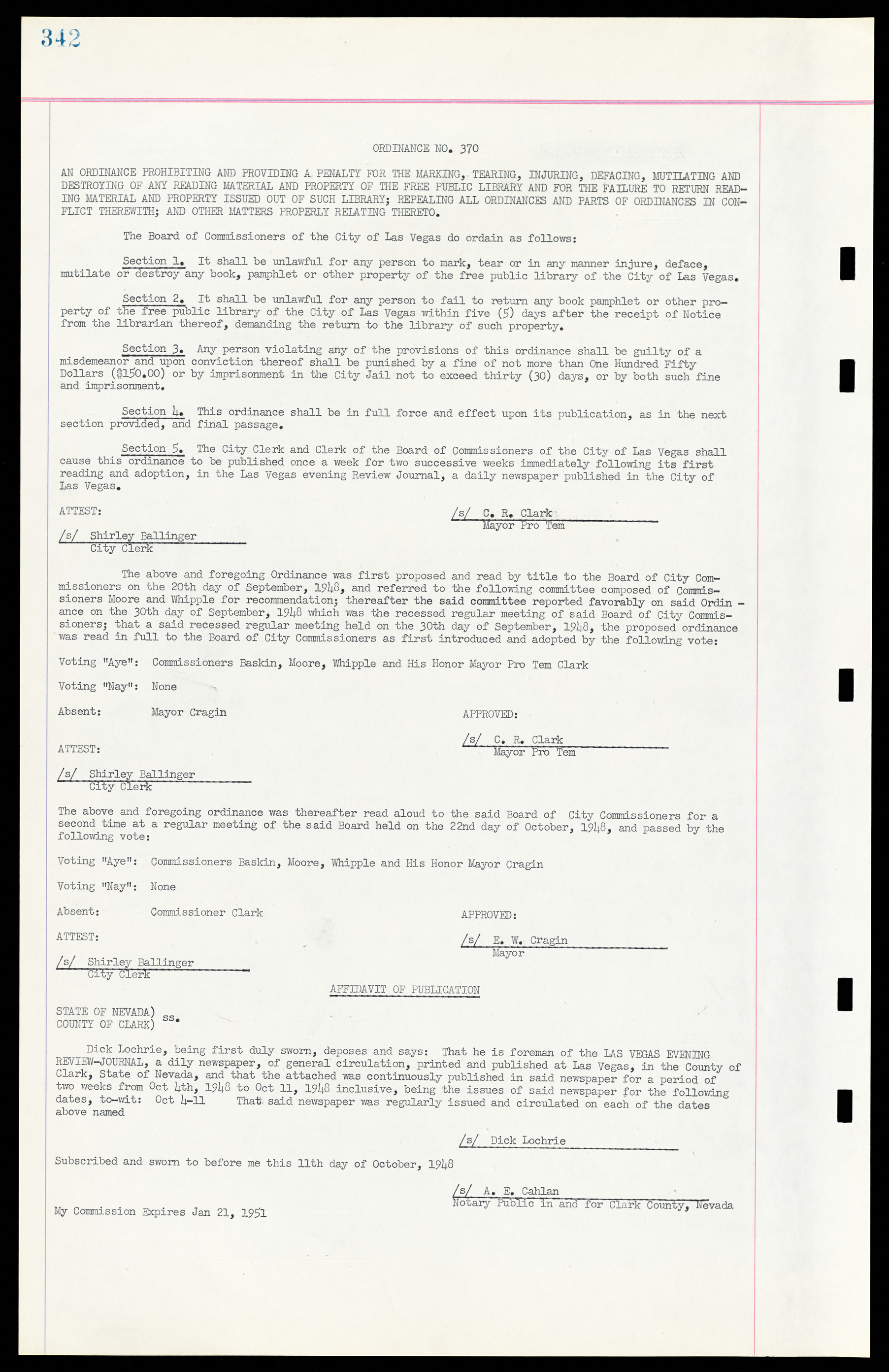 Las Vegas City Ordinances, March 31, 1933 to October 25, 1950, lvc000014-371