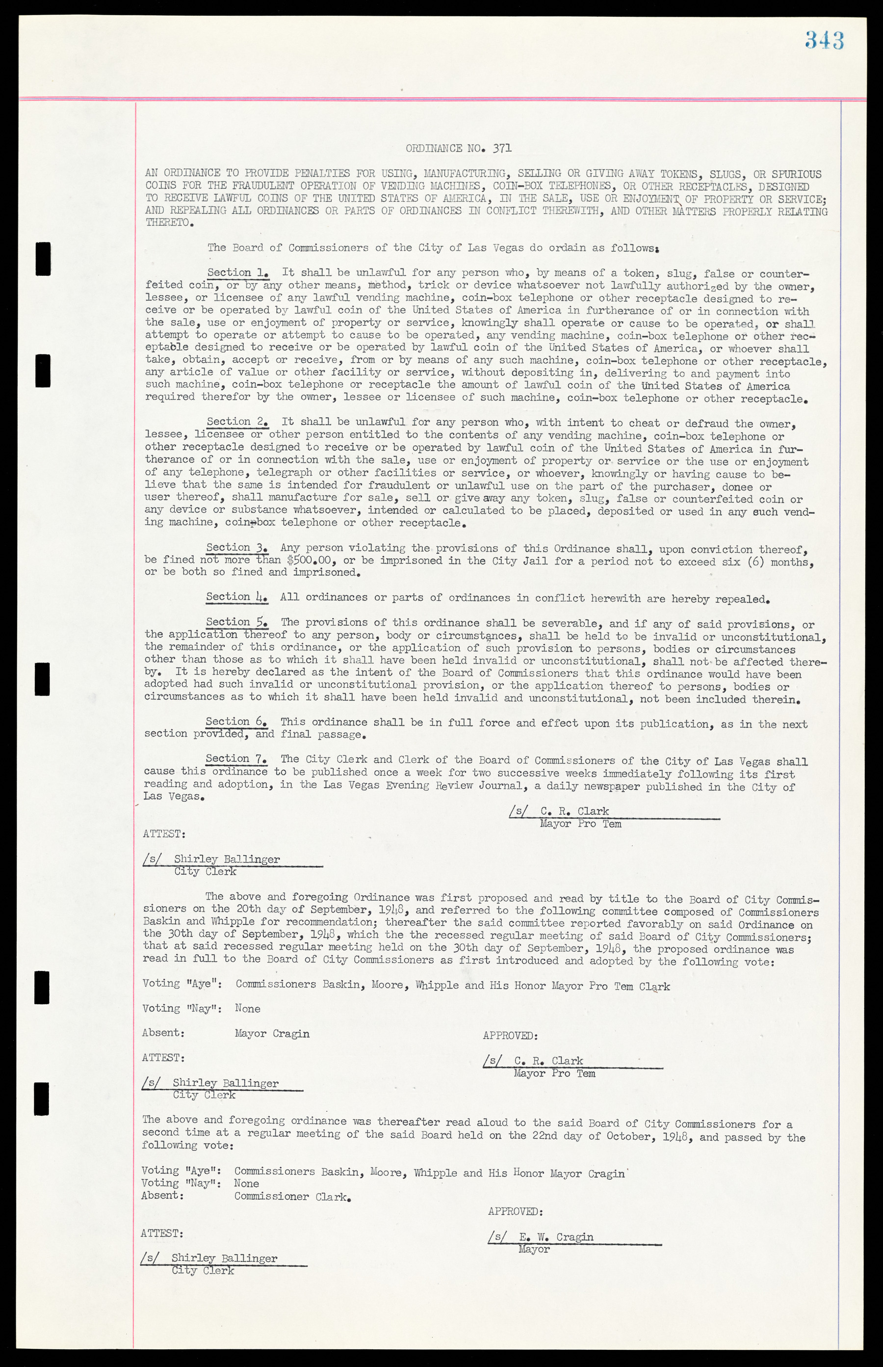 Las Vegas City Ordinances, March 31, 1933 to October 25, 1950, lvc000014-372