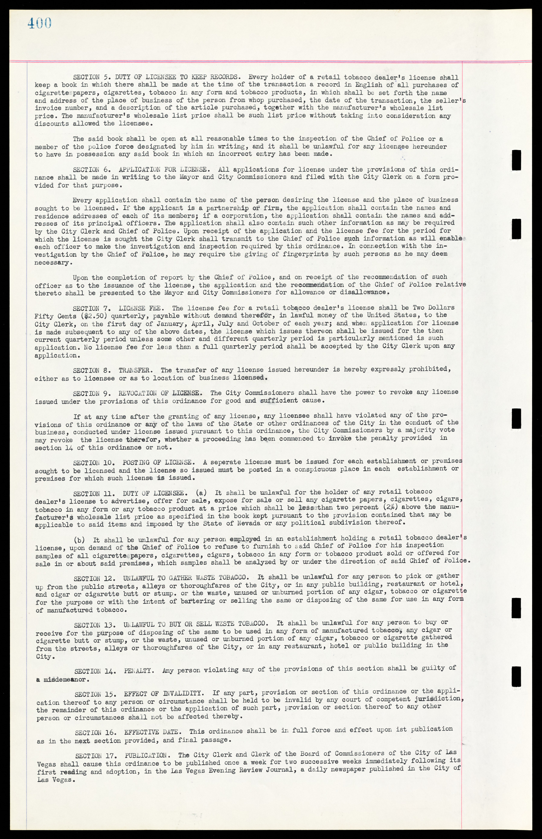 Las Vegas City Ordinances, March 31, 1933 to October 25, 1950, lvc000014-429