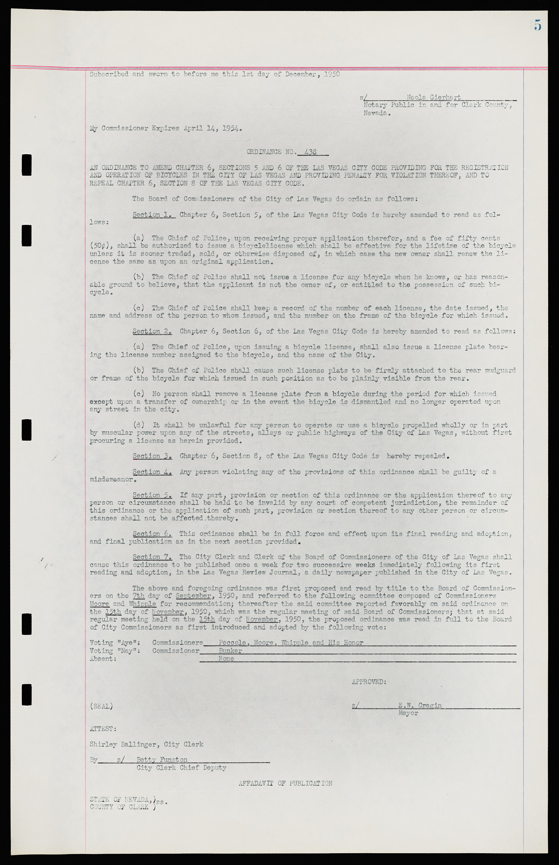 Las Vegas City Ordinances, November 13, 1950 to August 6, 1958, lvc000015-11