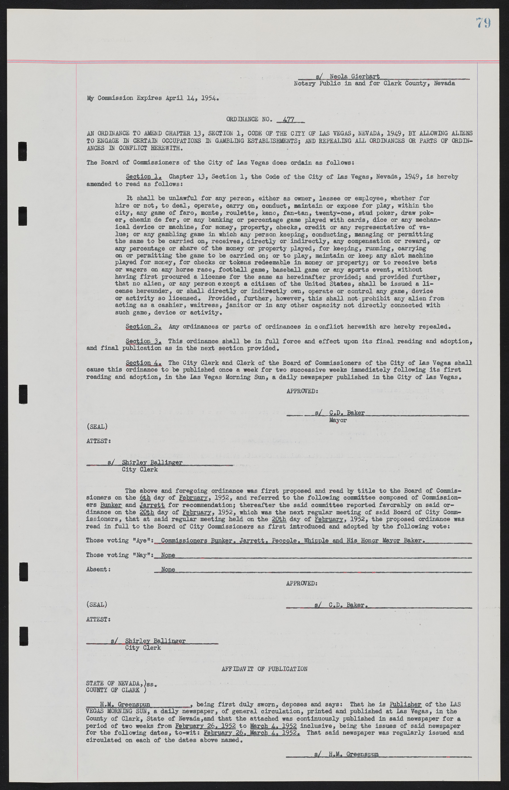 Las Vegas City Ordinances, November 13, 1950 to August 6, 1958, lvc000015-87