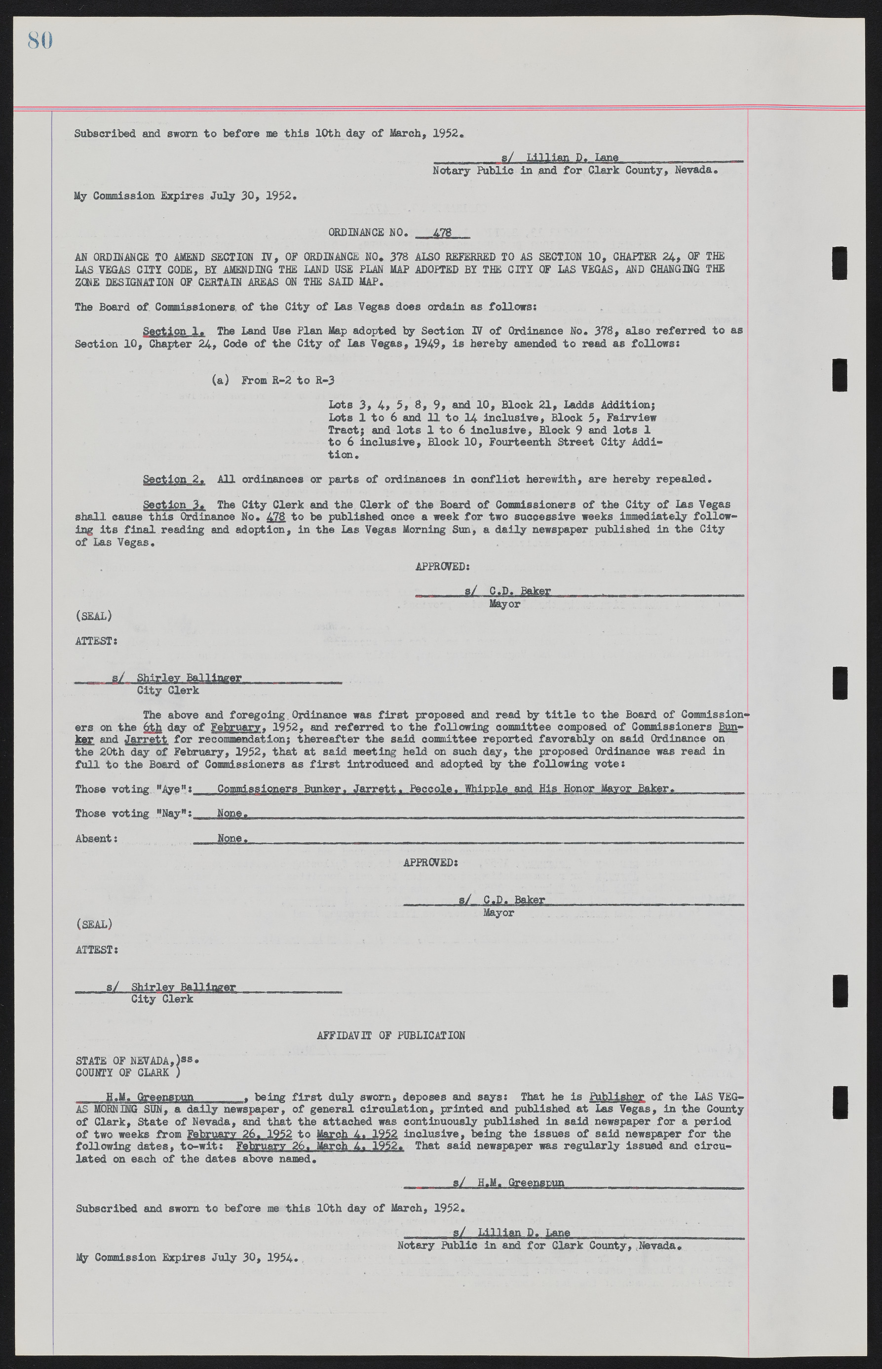 Las Vegas City Ordinances, November 13, 1950 to August 6, 1958, lvc000015-88