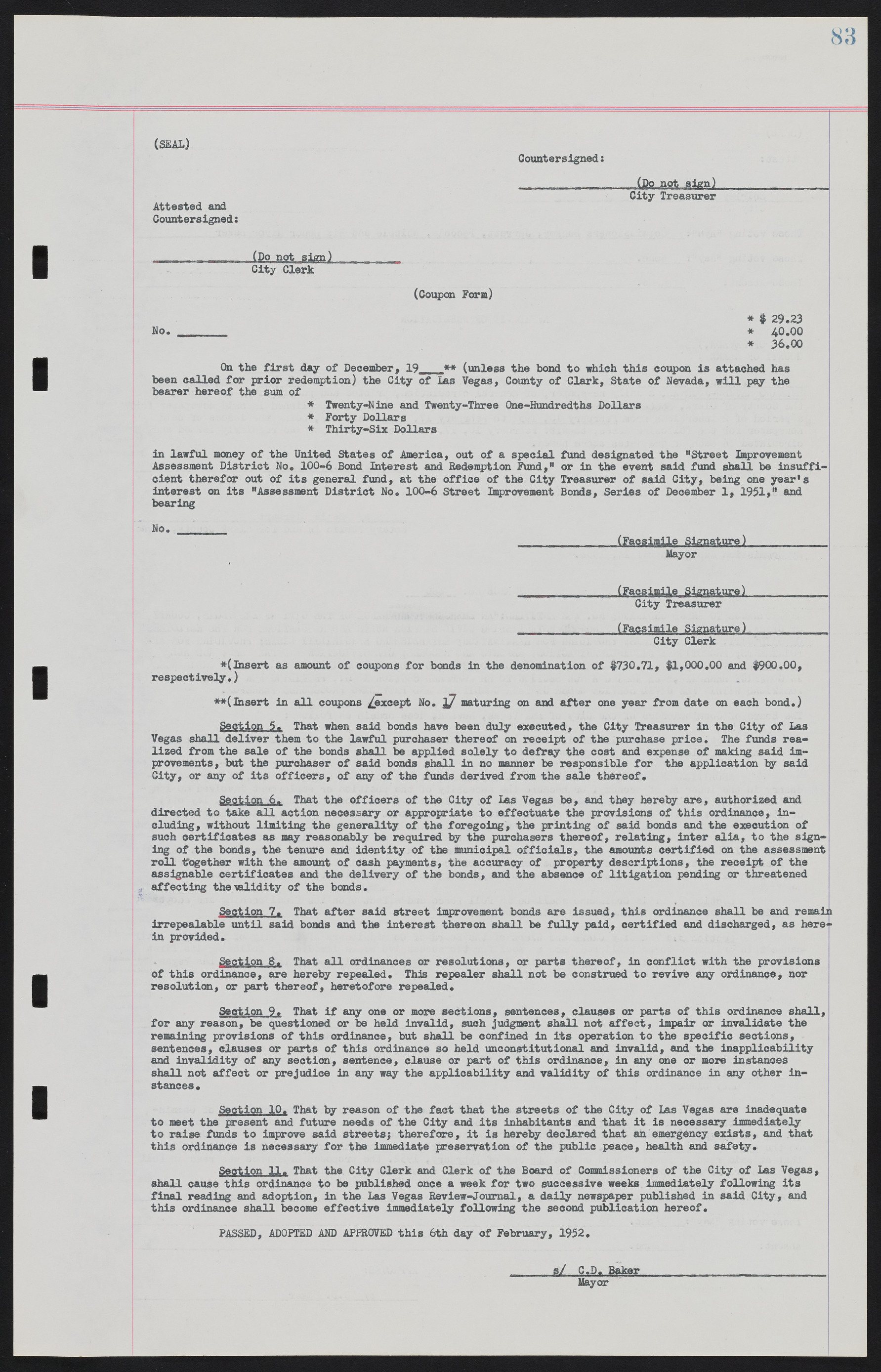 Las Vegas City Ordinances, November 13, 1950 to August 6, 1958, lvc000015-91