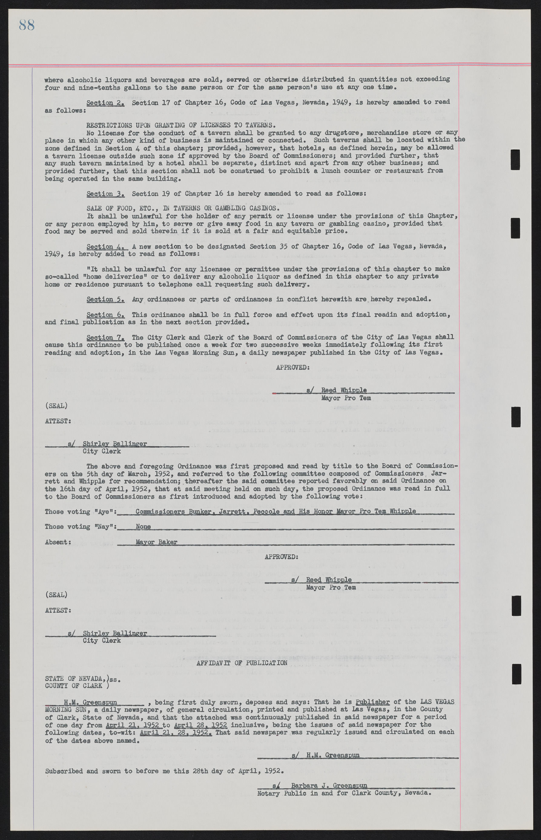 Las Vegas City Ordinances, November 13, 1950 to August 6, 1958, lvc000015-96