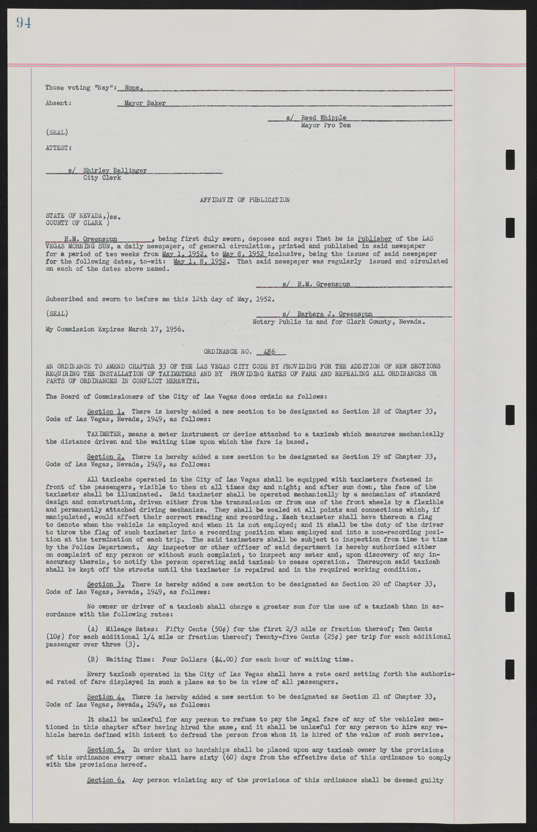 Las Vegas City Ordinances, November 13, 1950 to August 6, 1958, lvc000015-102
