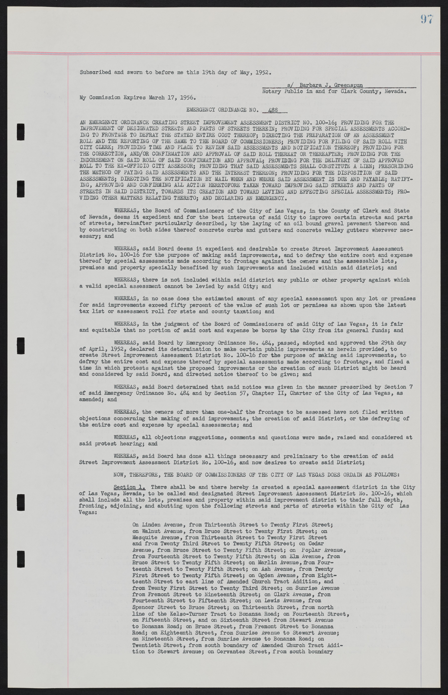 Las Vegas City Ordinances, November 13, 1950 to August 6, 1958, lvc000015-105