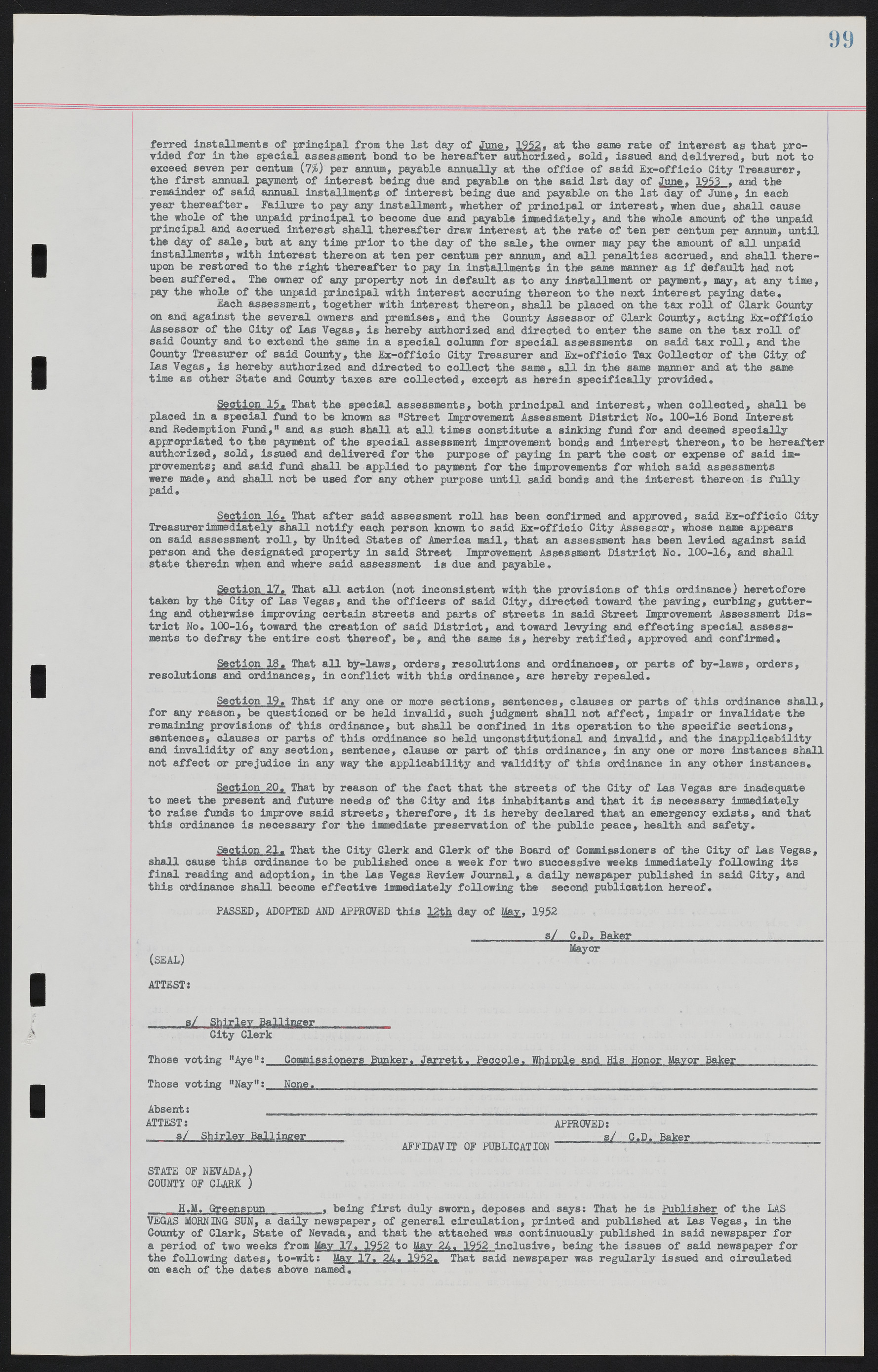 Las Vegas City Ordinances, November 13, 1950 to August 6, 1958, lvc000015-107