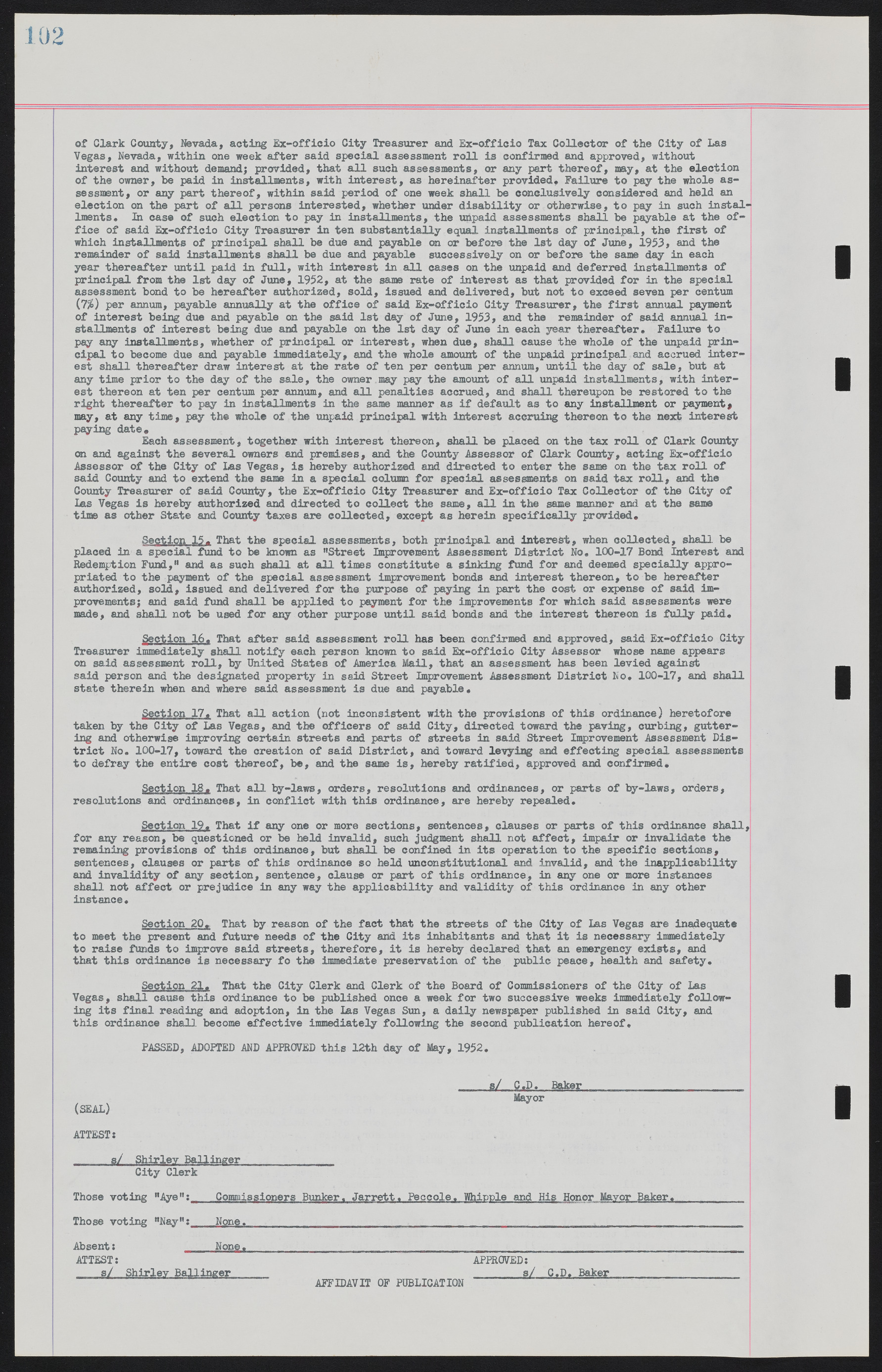 Las Vegas City Ordinances, November 13, 1950 to August 6, 1958, lvc000015-110