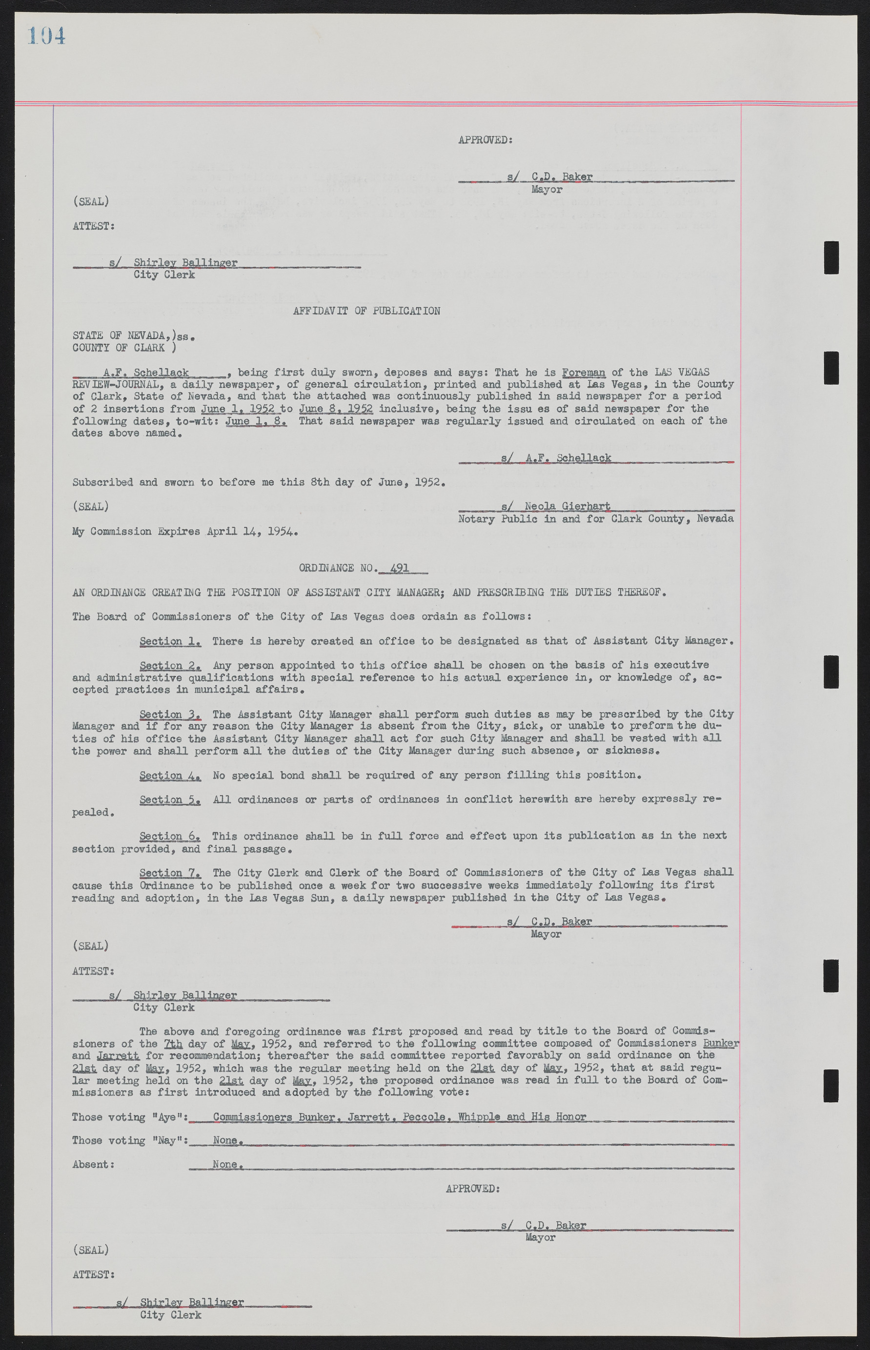 Las Vegas City Ordinances, November 13, 1950 to August 6, 1958, lvc000015-112