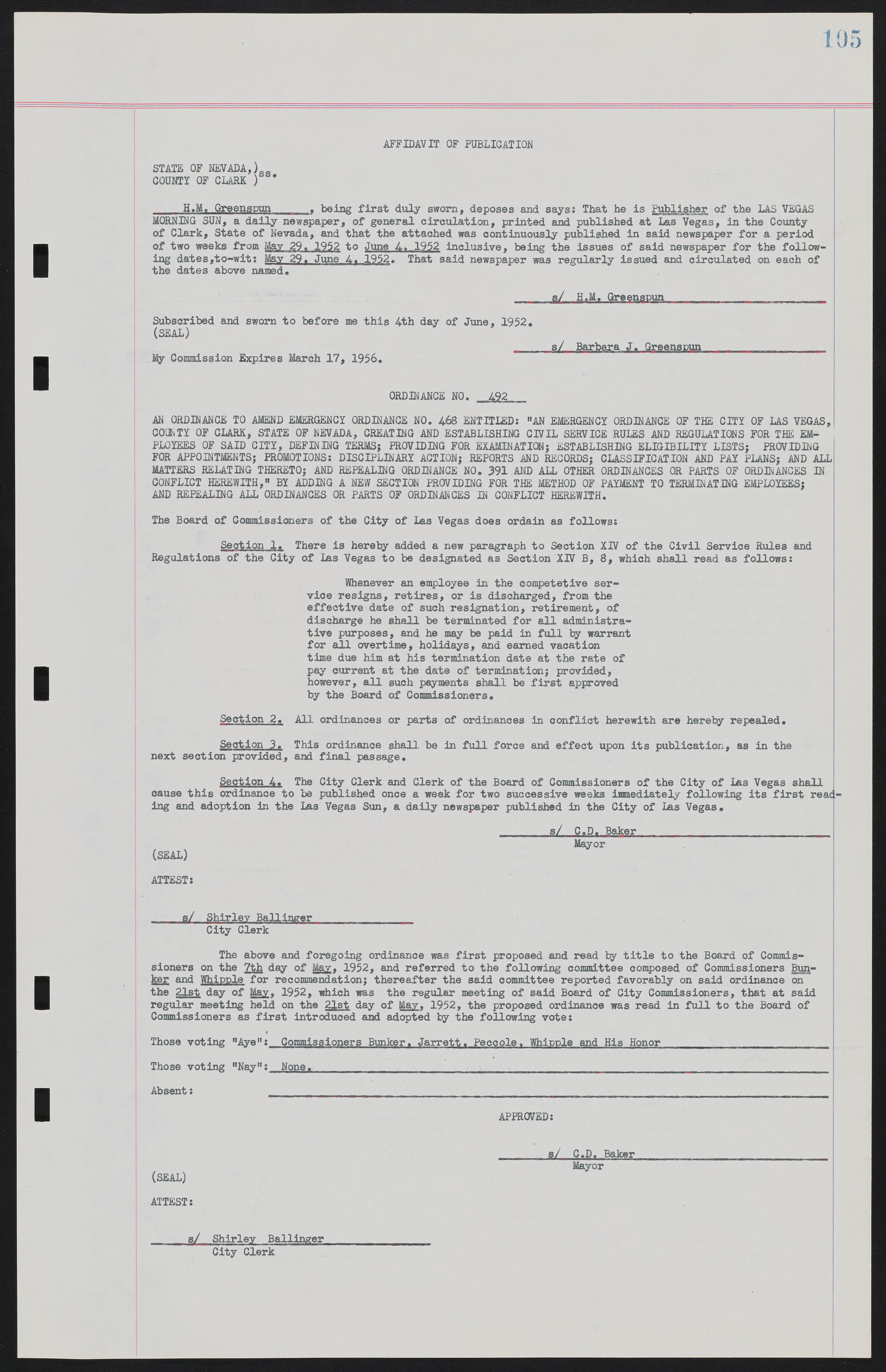 Las Vegas City Ordinances, November 13, 1950 to August 6, 1958, lvc000015-113