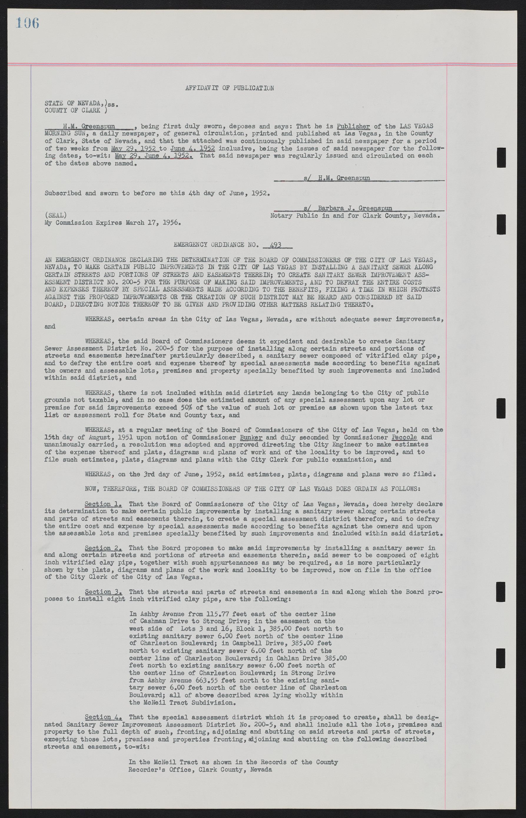 Las Vegas City Ordinances, November 13, 1950 to August 6, 1958, lvc000015-114