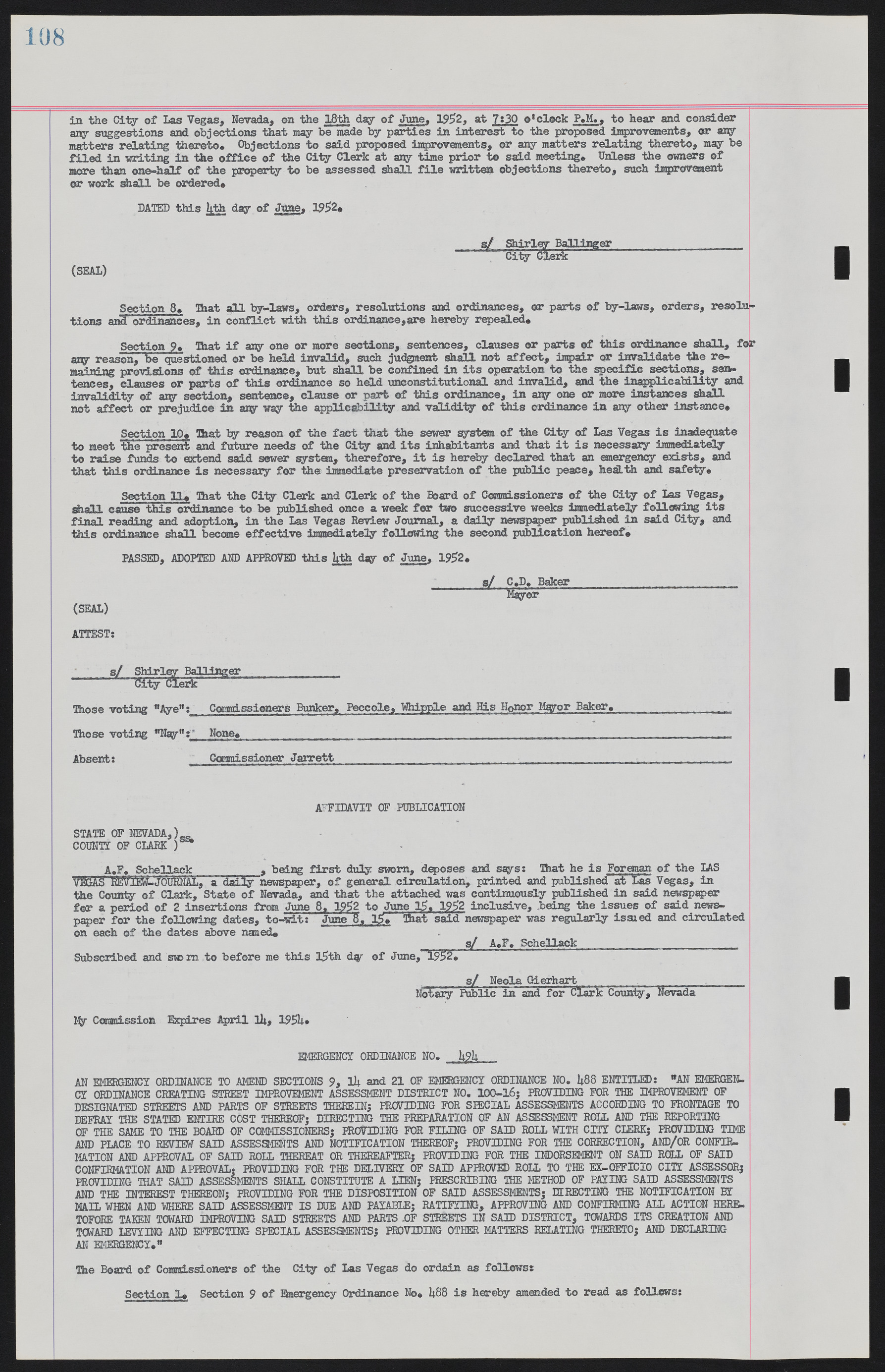 Las Vegas City Ordinances, November 13, 1950 to August 6, 1958, lvc000015-116