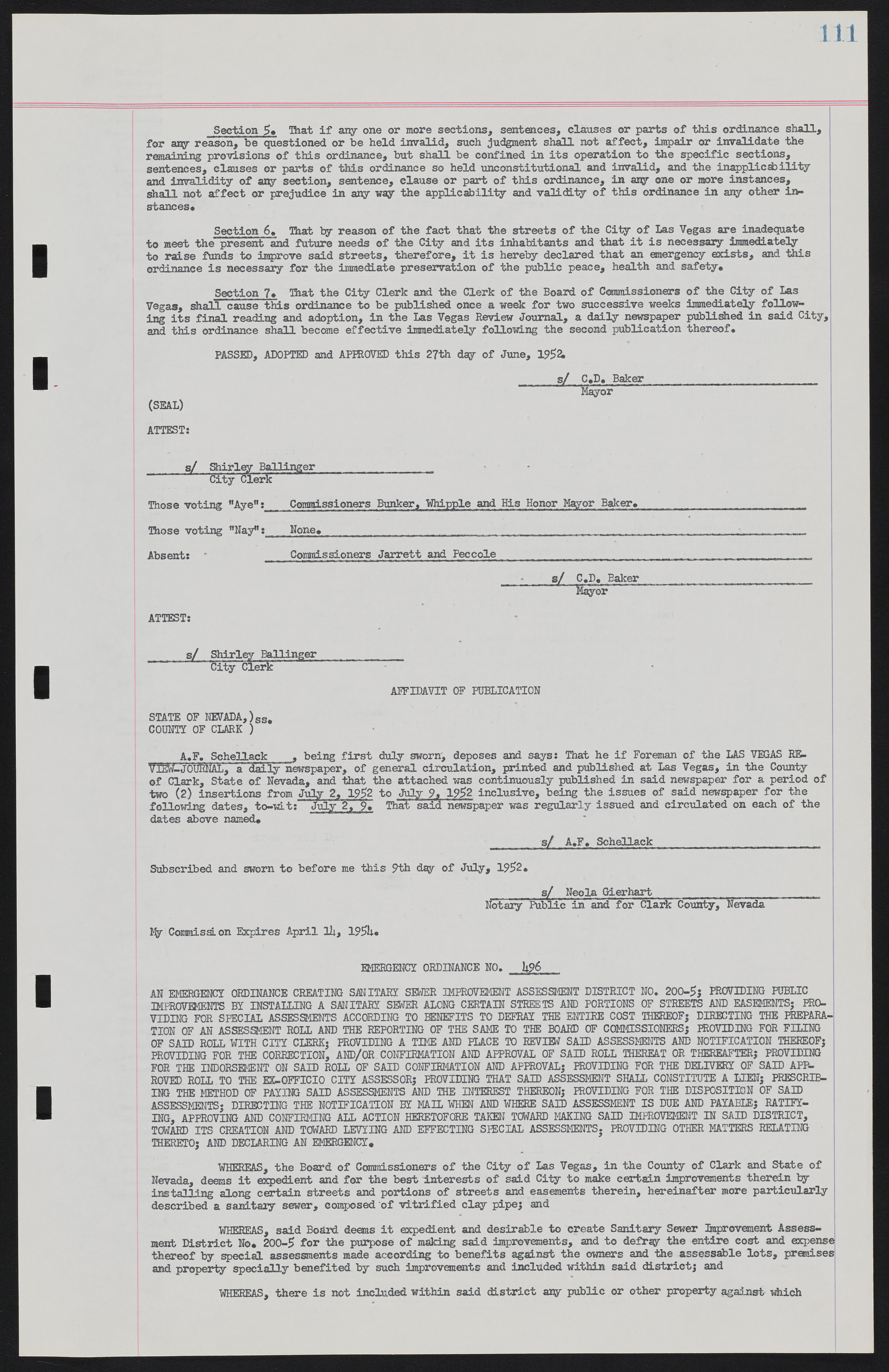 Las Vegas City Ordinances, November 13, 1950 to August 6, 1958, lvc000015-119