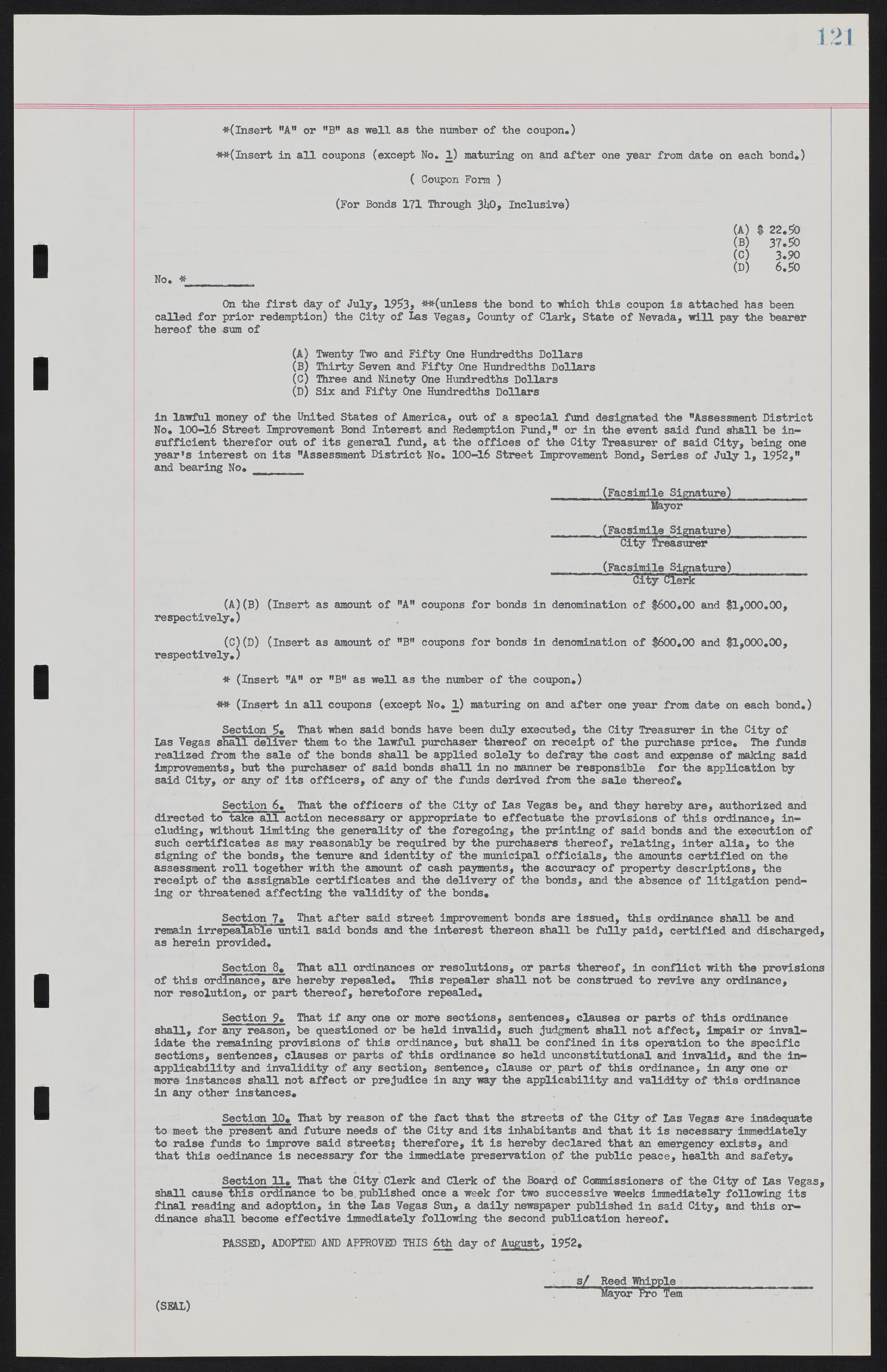 Las Vegas City Ordinances, November 13, 1950 to August 6, 1958, lvc000015-129