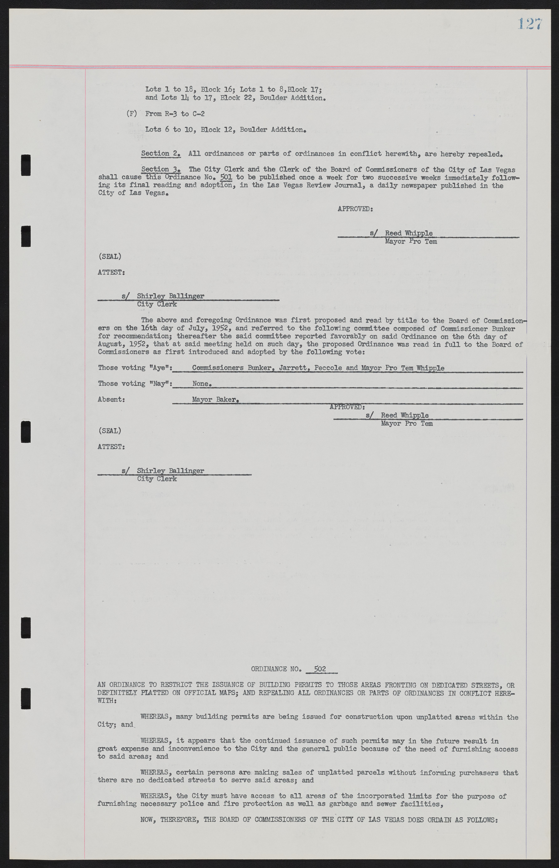 Las Vegas City Ordinances, November 13, 1950 to August 6, 1958, lvc000015-135