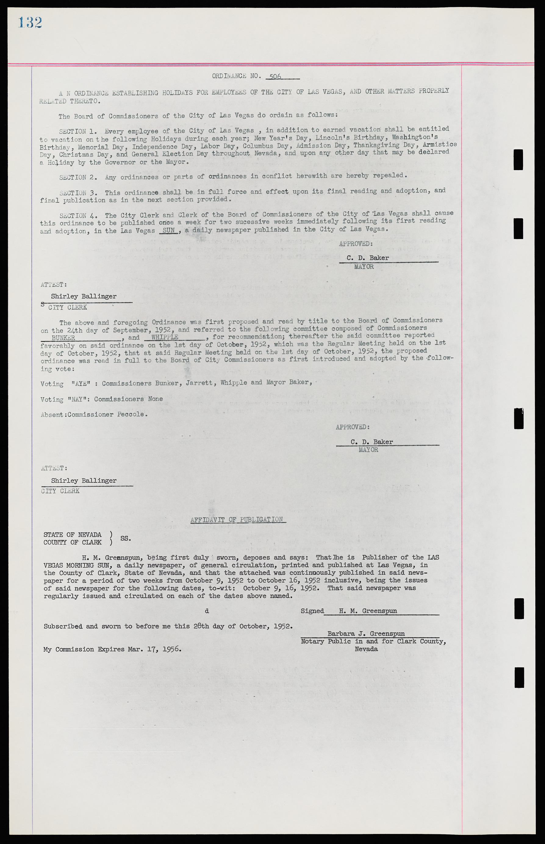 Las Vegas City Ordinances, November 13, 1950 to August 6, 1958, lvc000015-140