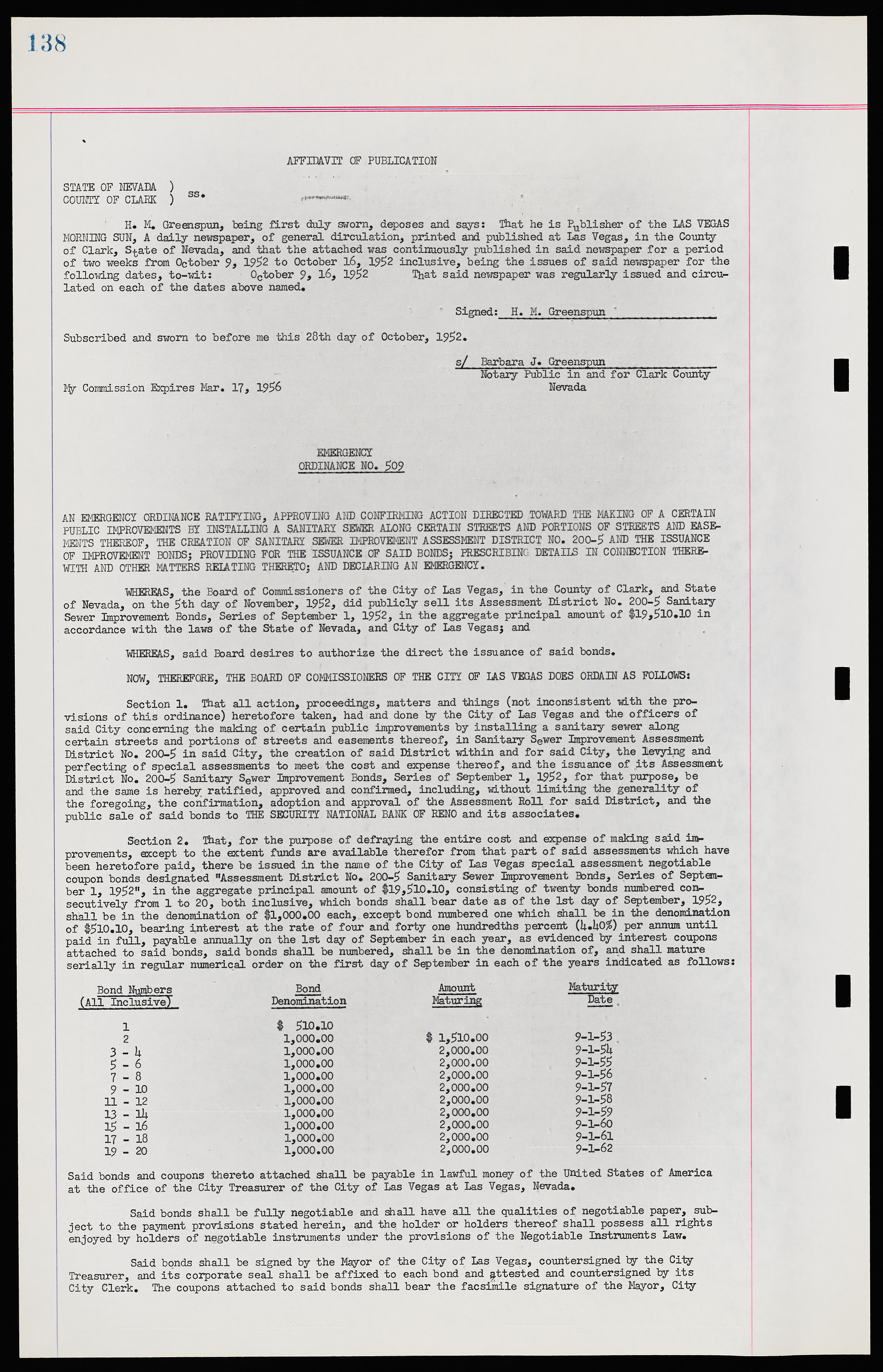 Las Vegas City Ordinances, November 13, 1950 to August 6, 1958, lvc000015-146