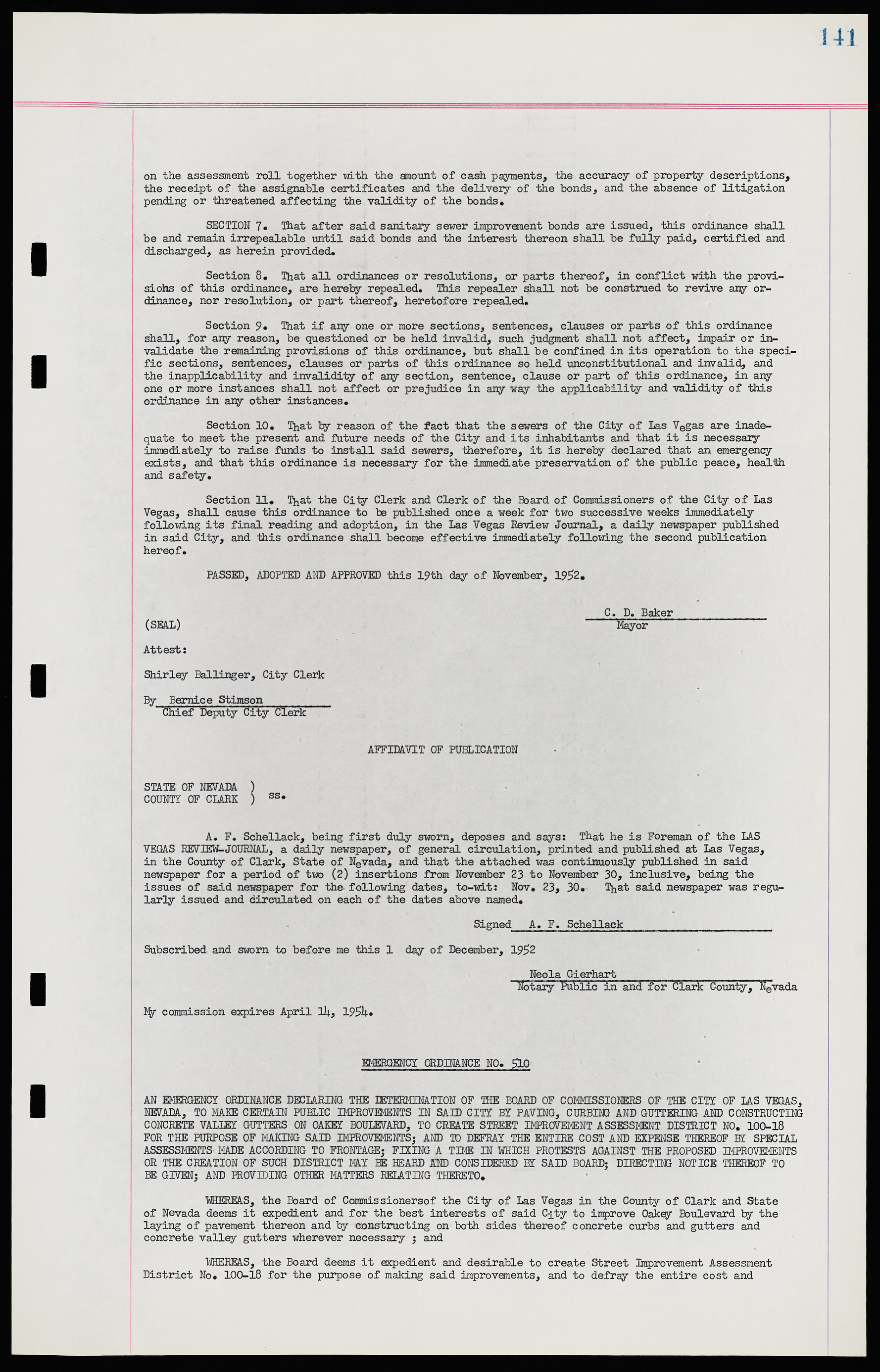 Las Vegas City Ordinances, November 13, 1950 to August 6, 1958, lvc000015-149