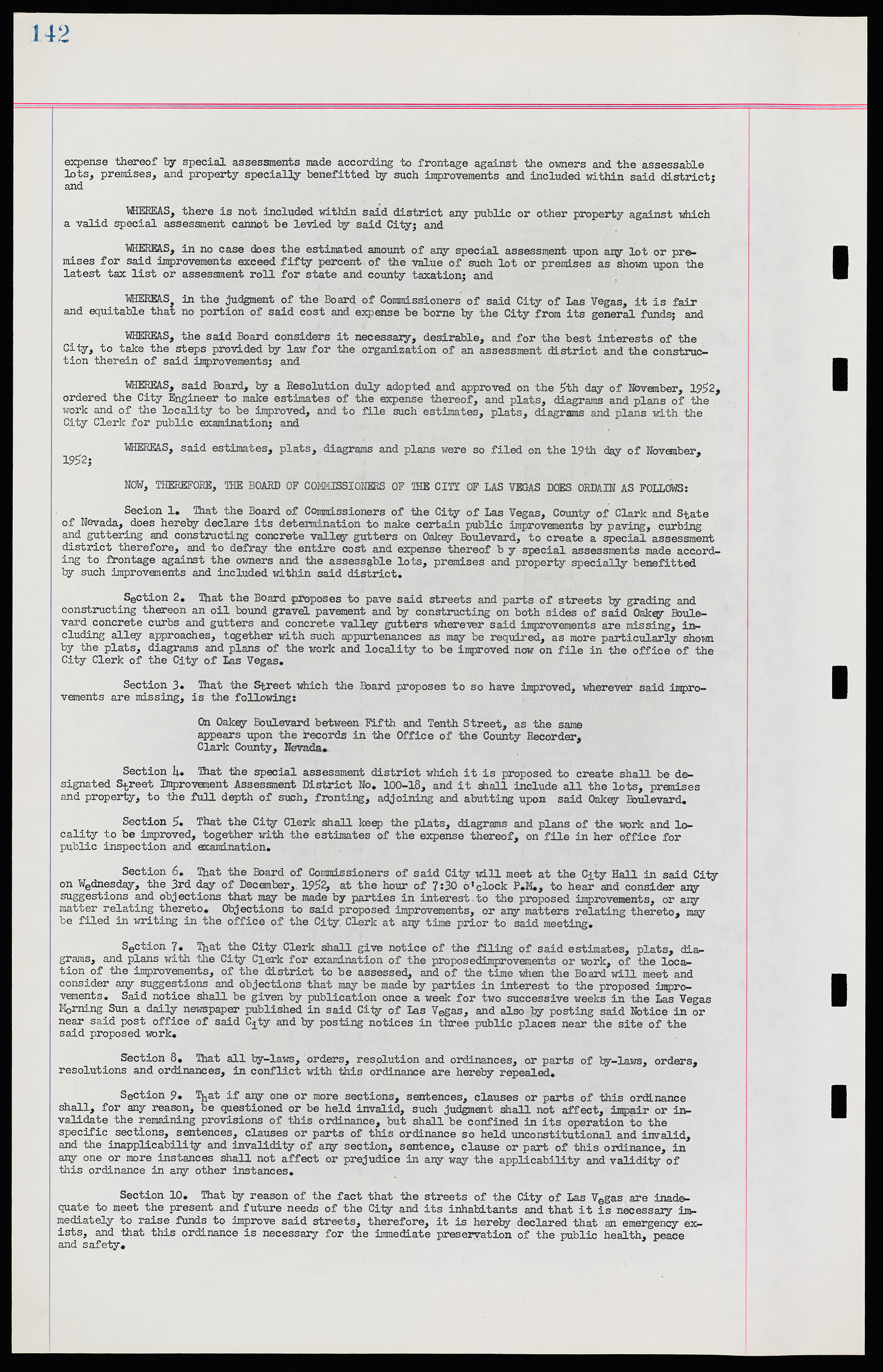 Las Vegas City Ordinances, November 13, 1950 to August 6, 1958, lvc000015-150