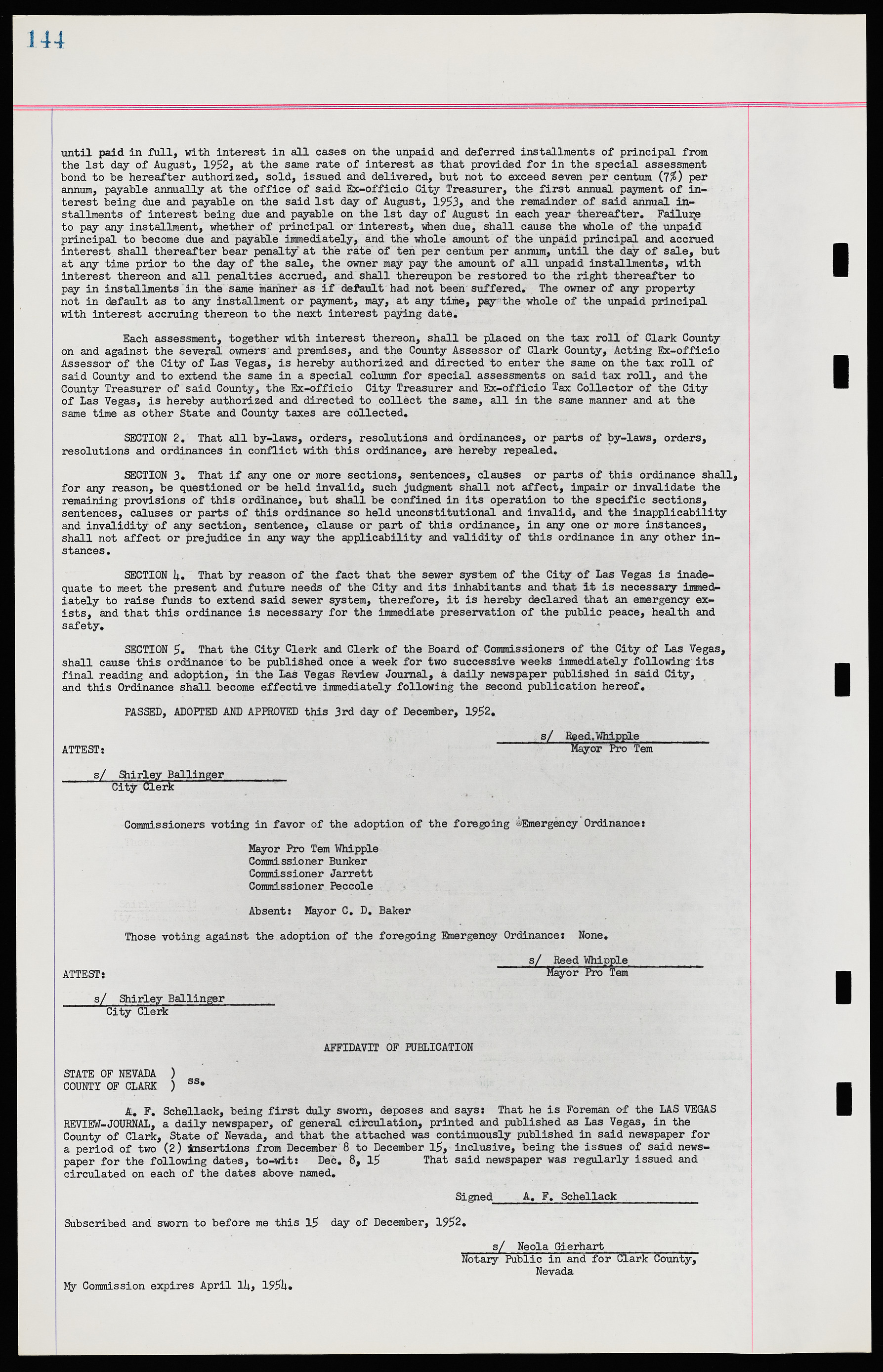 Las Vegas City Ordinances, November 13, 1950 to August 6, 1958, lvc000015-152