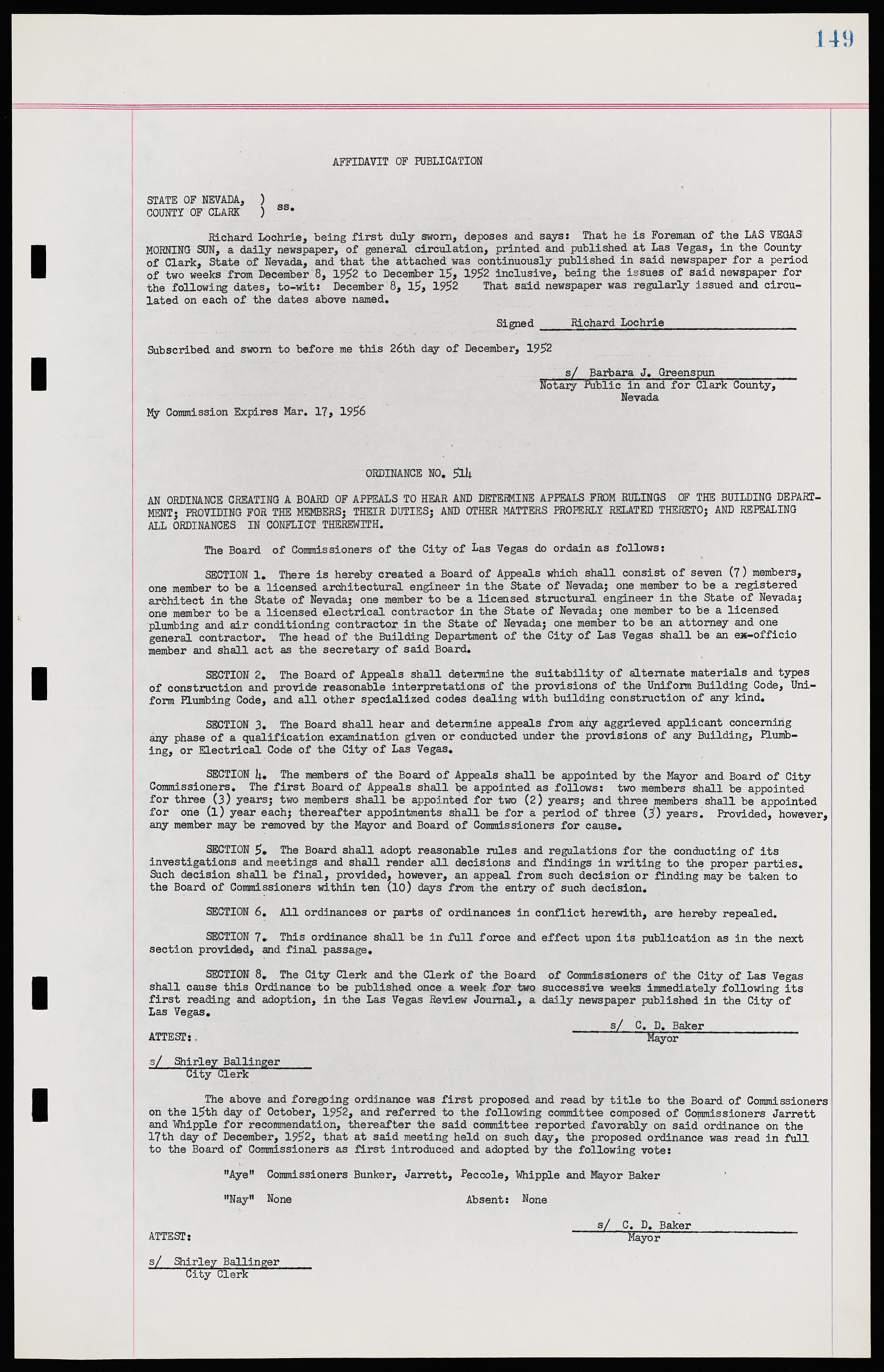 Las Vegas City Ordinances, November 13, 1950 to August 6, 1958, lvc000015-157